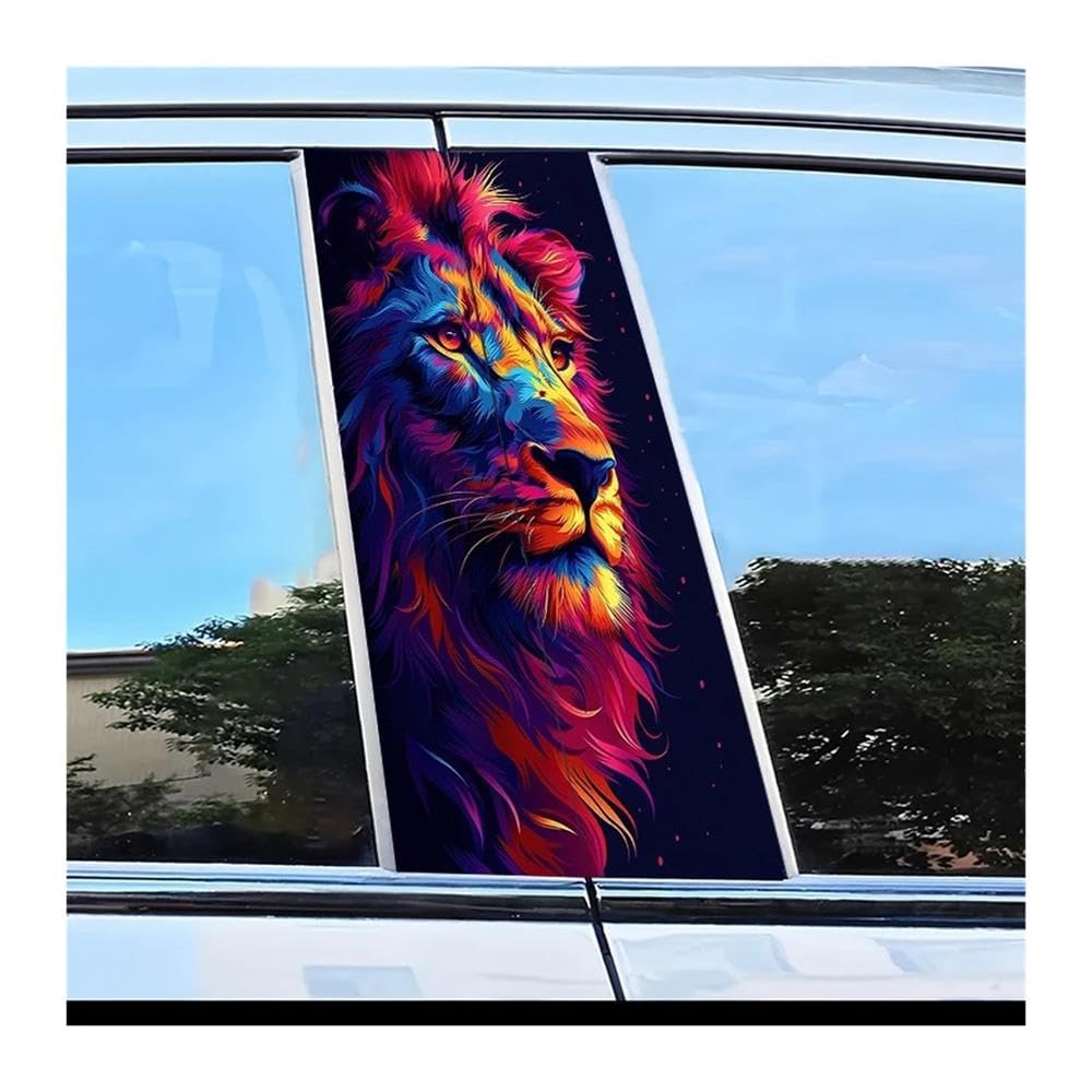 Dabhuoc One Color Car Parts 2Pcs Car Center Pillar Stickers Lion Scratch Protection