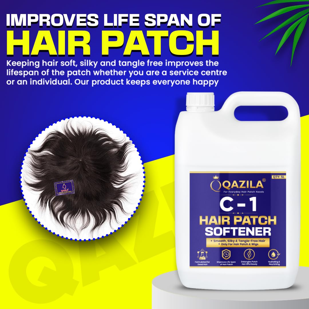 Qazila C-1 Hair Patch Softener | Hair Patch Conditioner | Hair Patch Wash Chemical | Soft, Silky and Tangle-Free Hair | 5 Litre 2