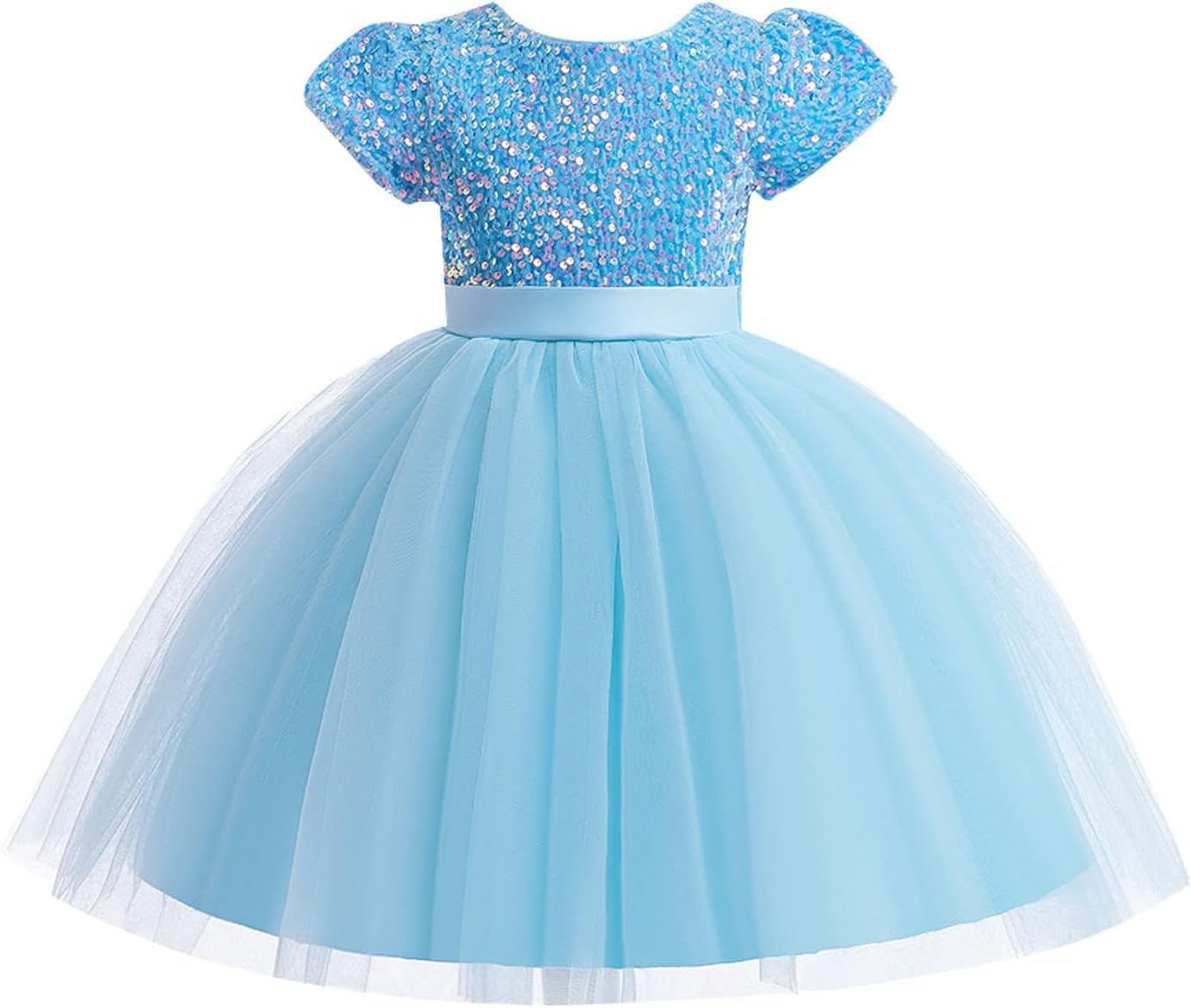 Sweet Baby Girls Children's Lace Fashionable Wedding Skirt Princess Dress Visited The Party to Participate in The Event Elegant Short Sleeve Net Fit and Flare Knee-Length Frock Dress-image-22