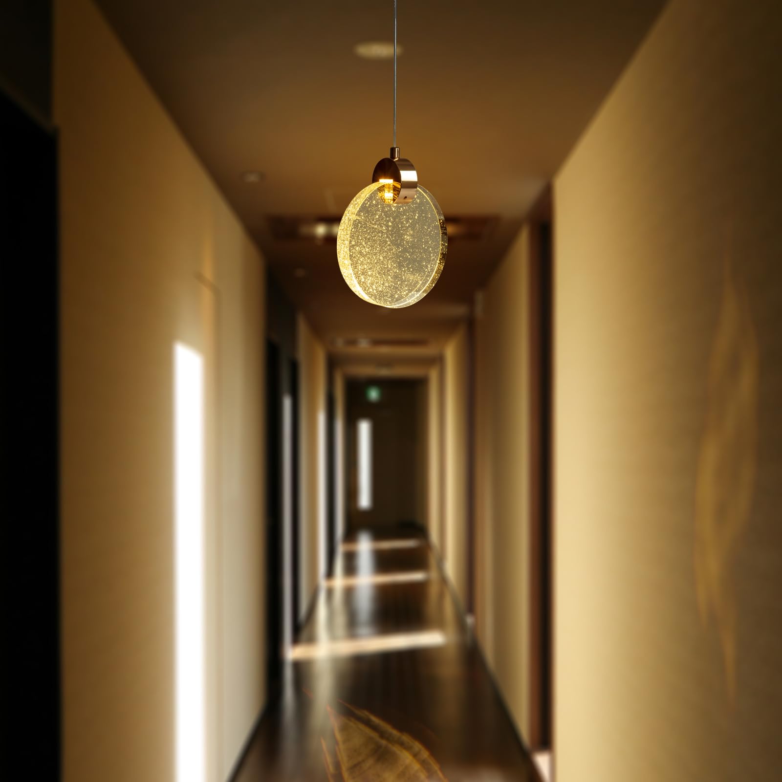 Chrasy Nowoczesna lampa wisząca kryształowa aluminium okrągły przemysłowy żyrandol sufitowy 5 W LED ciepła biel 3000 K do kuchni, jadalni, sypialni, baru