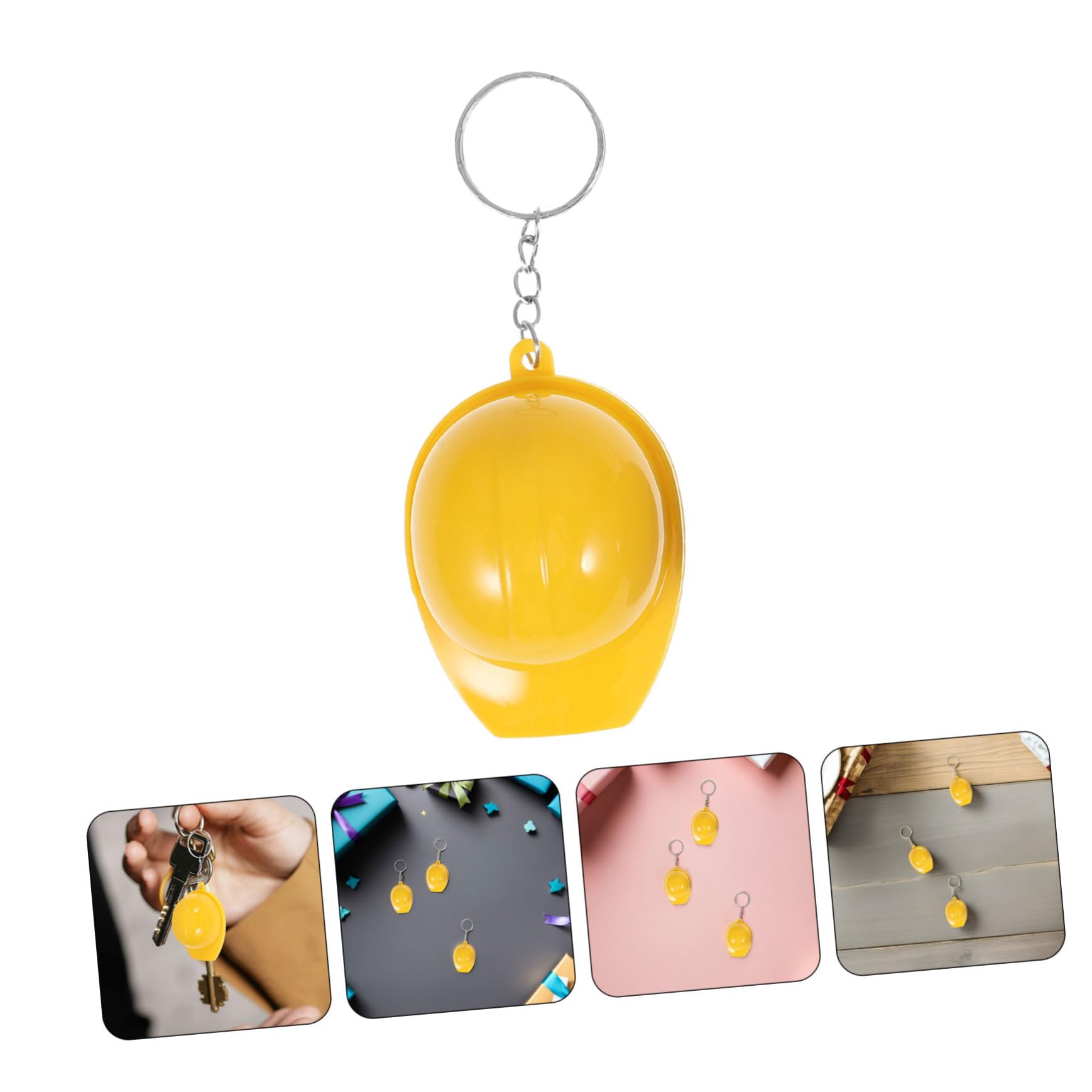 Healifty 100 Llaveros Divertidos de Sombrero de Seguridad Amarillo Diseño Realista y Material de Aleación de Zinc y Plástico, Ideales para Recompensas Escolares y Fiestas Temáticas