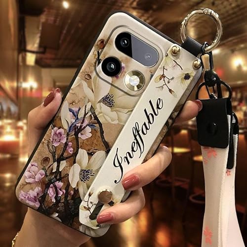 Phone Case Compatible with OPPO Realme16 Pro, Wristband Dirt-resistant Phone Holder Flower Ring Shockproof Protective Anti-dust 
