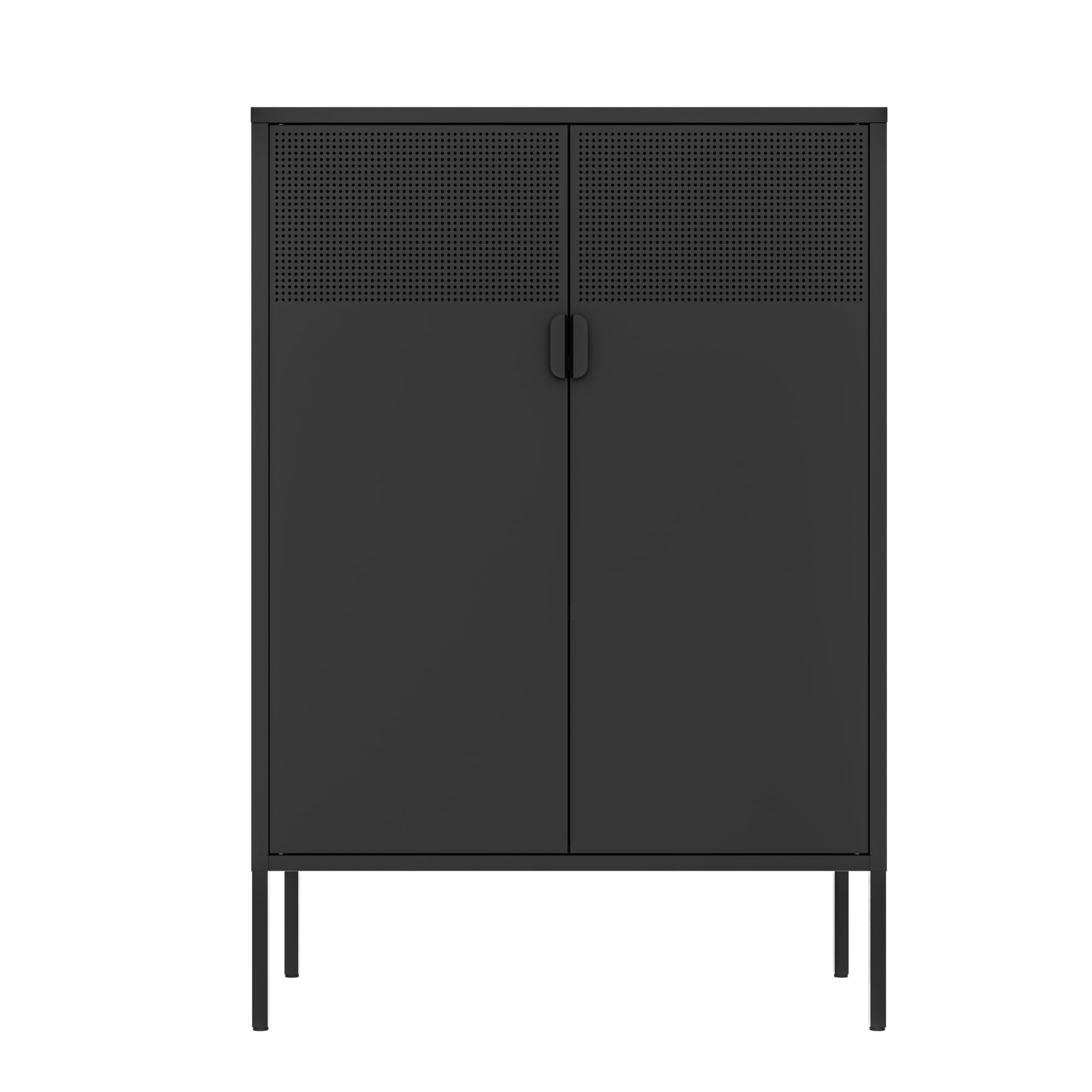 Washsemba 4 Tier Metal Locker Storage Accent Cabinet with Removable Shelves,120 lbs Capacity per Shelf,Metal Cabinet for Office,Home, Garage, Utility Room, Basement(Black)