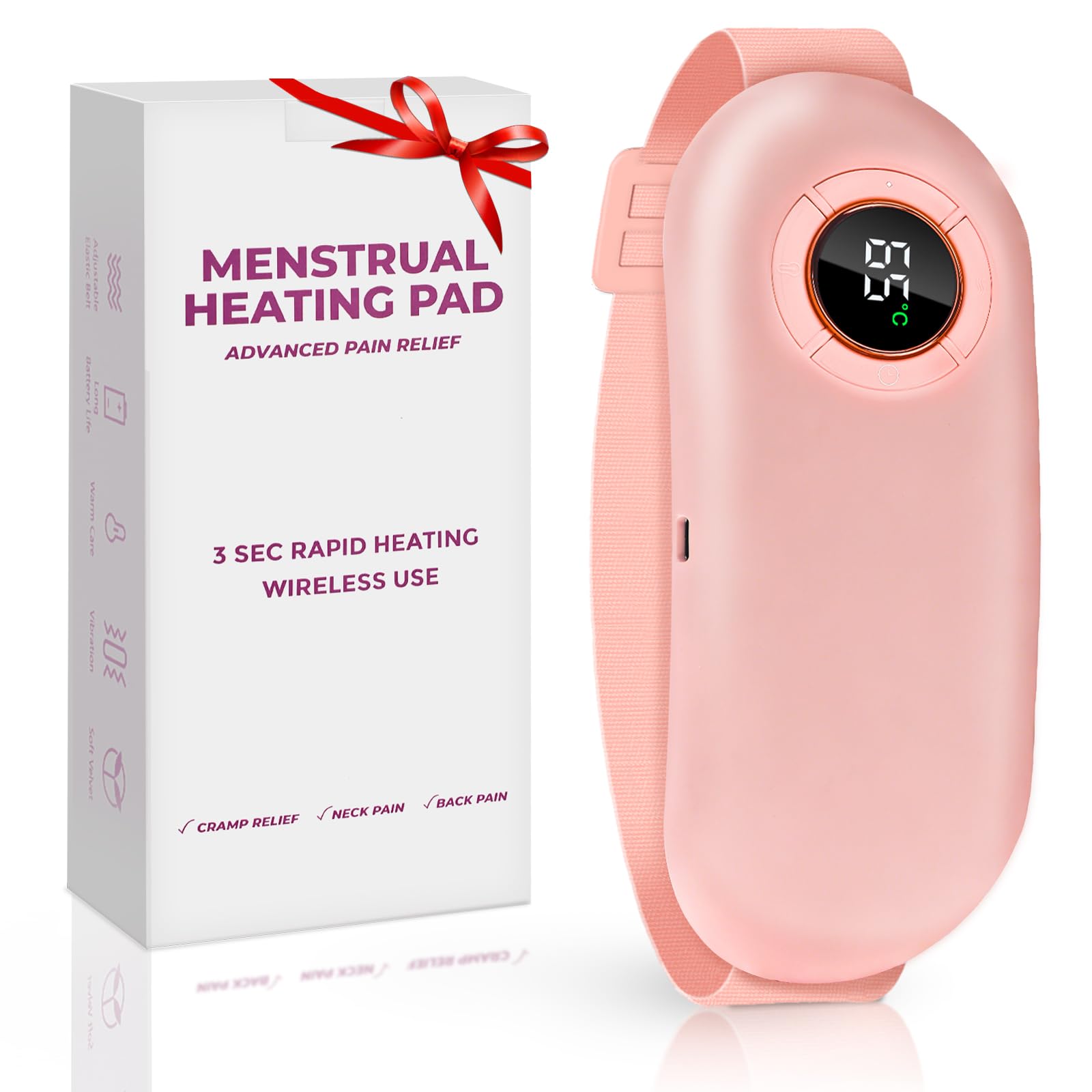 Ceinture chauffante et massante regle douloureuse, iklestar ceinture menstruelle chauffante avec minuterie, 6 modes de température et de massage, coussin chauffant menstruel