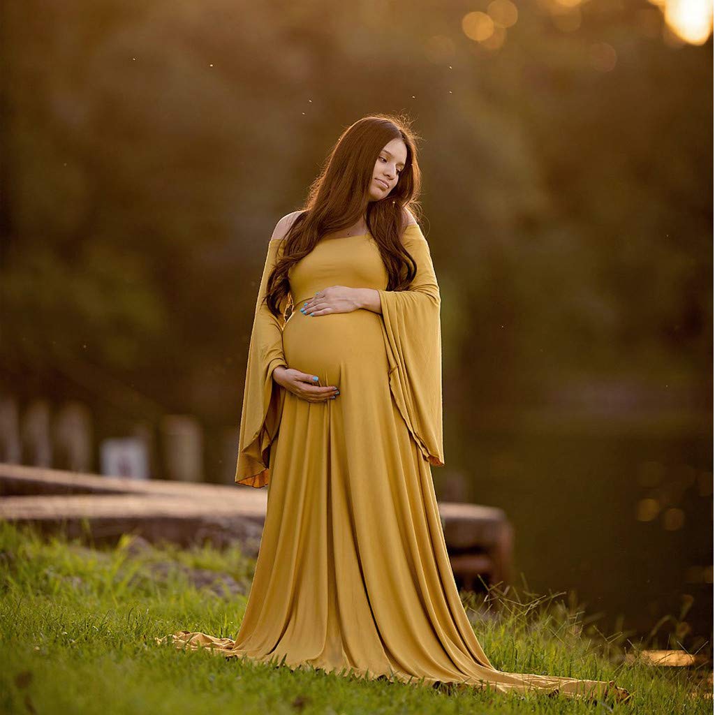 Generisch Mujeres embarazadas sexy fotografía apoyos hombros descubiertos maternidad vestido sólido vestido de maternidad vestido de maternidad sesión de fotos invierno