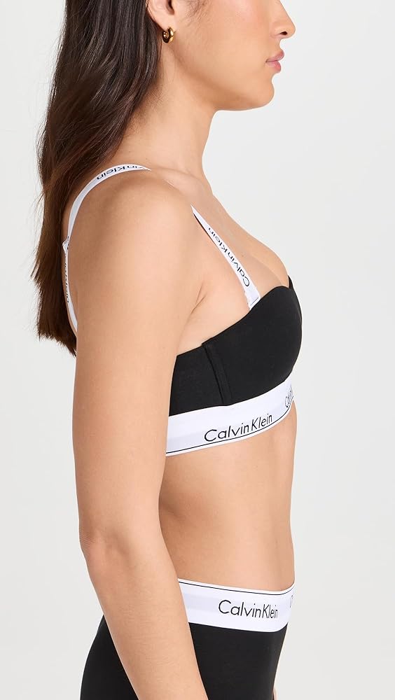 Calvin Klein Modern Cotton Lightly Lined Bandeau Bra Black Calvin Klein Modern Cotton Lightly Lined Bandeau Bra Black