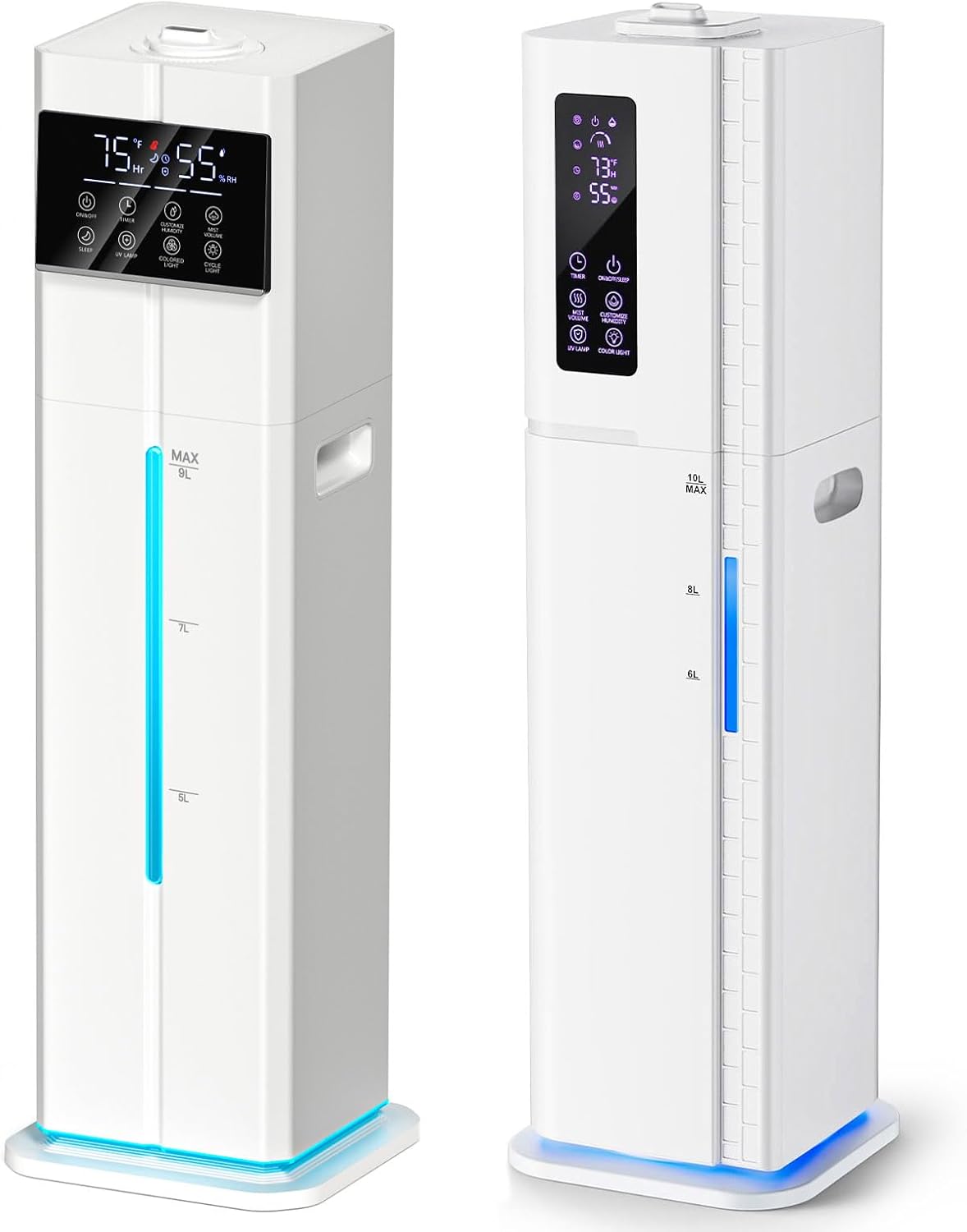 9L/2.4Gal &10L/2.64Gal Cool Mist Humidifier, Top Fill Quiet Ultrasonic Humidifiers for Bedroom, Covers 550ft², 60H Runtime, 24H Timer, 7 Colors Light, 4 Mist Modes Humidifier Large RoomHomeOfficeWhite