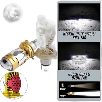 H4 Lazer Mercekli Ufuk  izgili Far Ampul  Otomobil Ara  Motosiklet Uyumlu Profesyonel Mini Projekt r LED Beyaz Led Xenon Lamba  im ek Etkili Uzun K sa 2 Adet 40w 12/24v