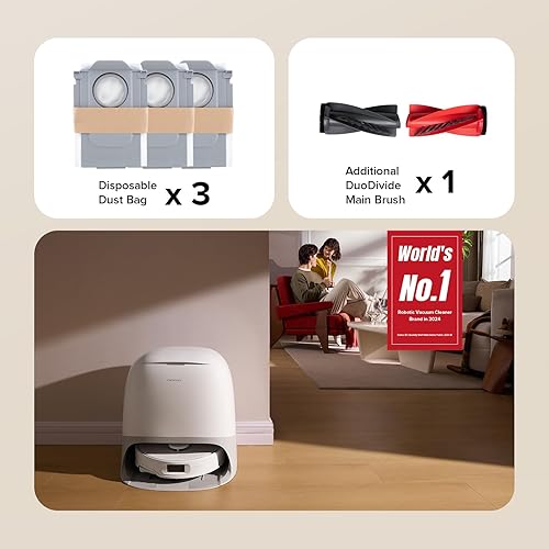 Miniatura 9 de roborock Qrevo Curv S5X Robot Aspirador y trapeador, succión de 18500 Pa, diseño sin enredos, cepillo lateral FlexiArm, evita obstáculos de