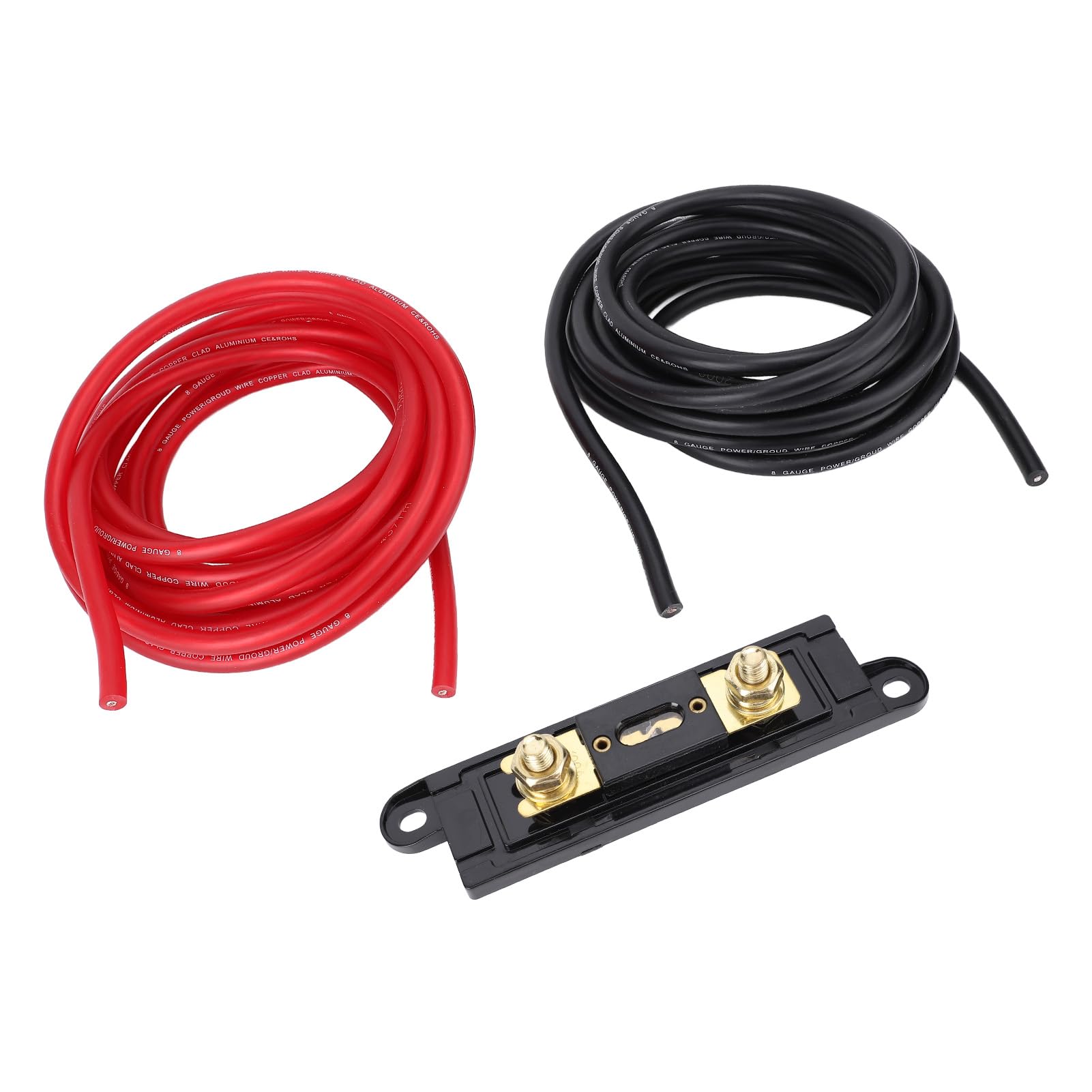 aqxreight Cavo di Messa A Terra di Alimentazione in Alluminio Rivestito in Rame Stabile da 20 Piedi, 8 AWG, con Scatola da 100 A, per Sistemi Audio per Rimorchi per Auto e Altro Cavo 8 AWG di Terra
