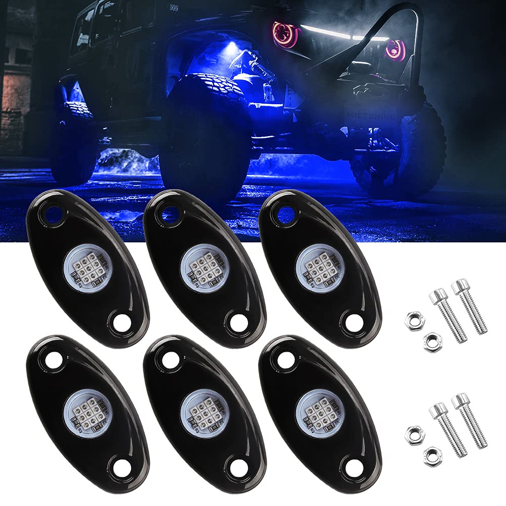 LED Rock Light, KaiDengZhe 6PCS High Power LED Neon Underglow Light Shockproof Waterproof Chassis Lights for Car Truck ATV UTV SUV Je-ep Offroad Boat Underbody Glow Trail Rig Lamp-Blue