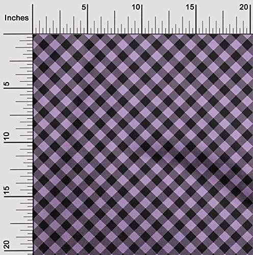oneOone Cotton Poplin Pastel Purple Fabric Check Sewing Material Print Fabric By The Yard 42 Inch Wide