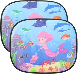 URAQT Car Sunshades 2 Pieces Blackout Curtains Car Window for Children and Newborn, 44 * 36cm Sun Shade for Kids Car Anti-ultraviolet Car Windscreen (Underwater World)