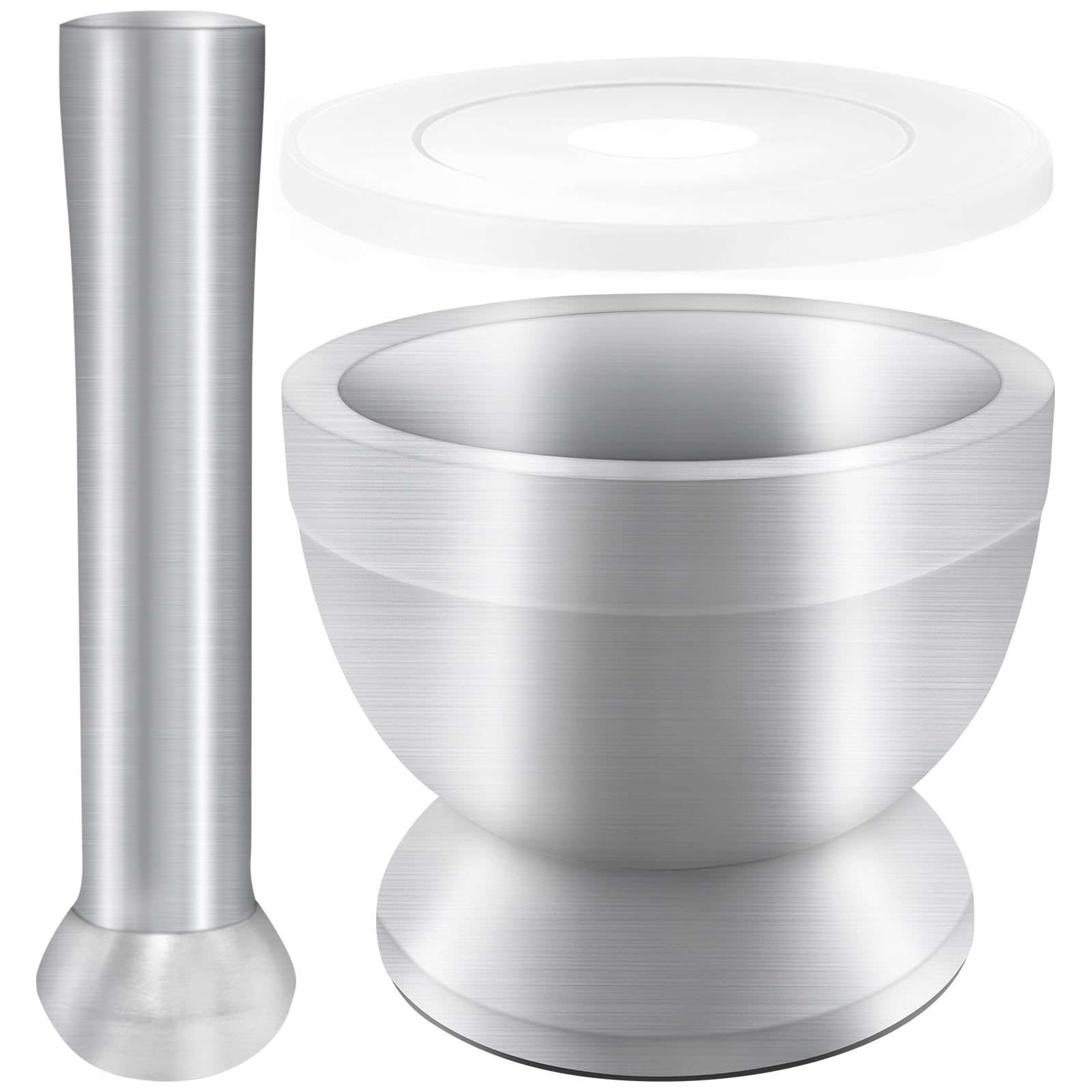 Xpieoyrm Acero Inoxidable Mortero Cocina Juegos de Mortero y Mano, Mortero Cocina con base antideslizante, juego manual de mortero y maja, para Moler Especies, Hierbas,Medicamentos u Otras Sustancias