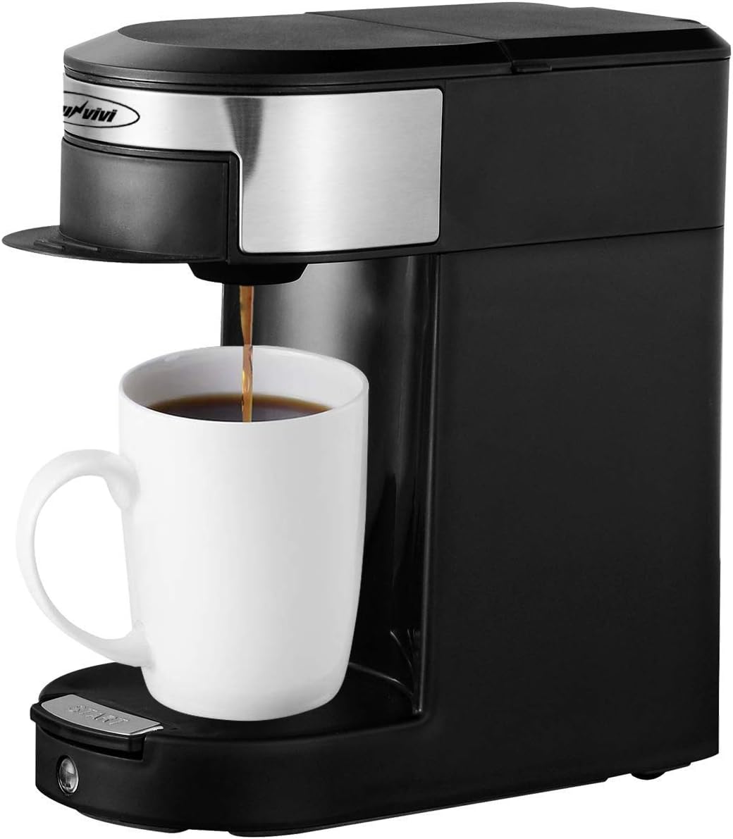 Single Serve Coffee Pod Brewer, 1 Cup Hospitality Coffeemaker, One-touch Control Button with Illumination, Black/Silver