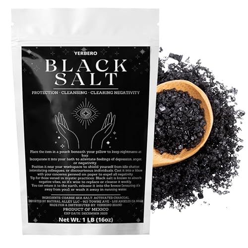 Yerbero - Sal negra para protección, suministros esenciales de Wiccan y brujería para rituales, hechizos y purificación - Sal Negra premium para