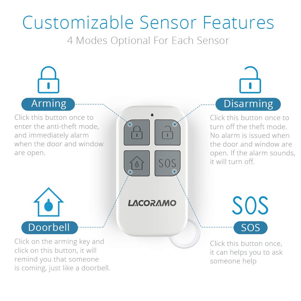 130db Sensor de Alarma para Puertas y Ventanas con 2 Controle Remoto Campana de Apertura de Contacto magnético inalámbrico para niños,hogar,refrigerador,Tienda(1 Alarma 2 Controles