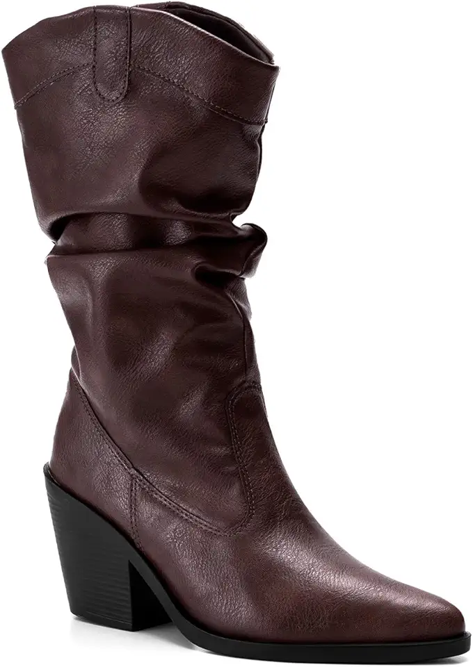 Bota Feminina Lumiss Western Texana Slouchy Cano Médio Enrugada