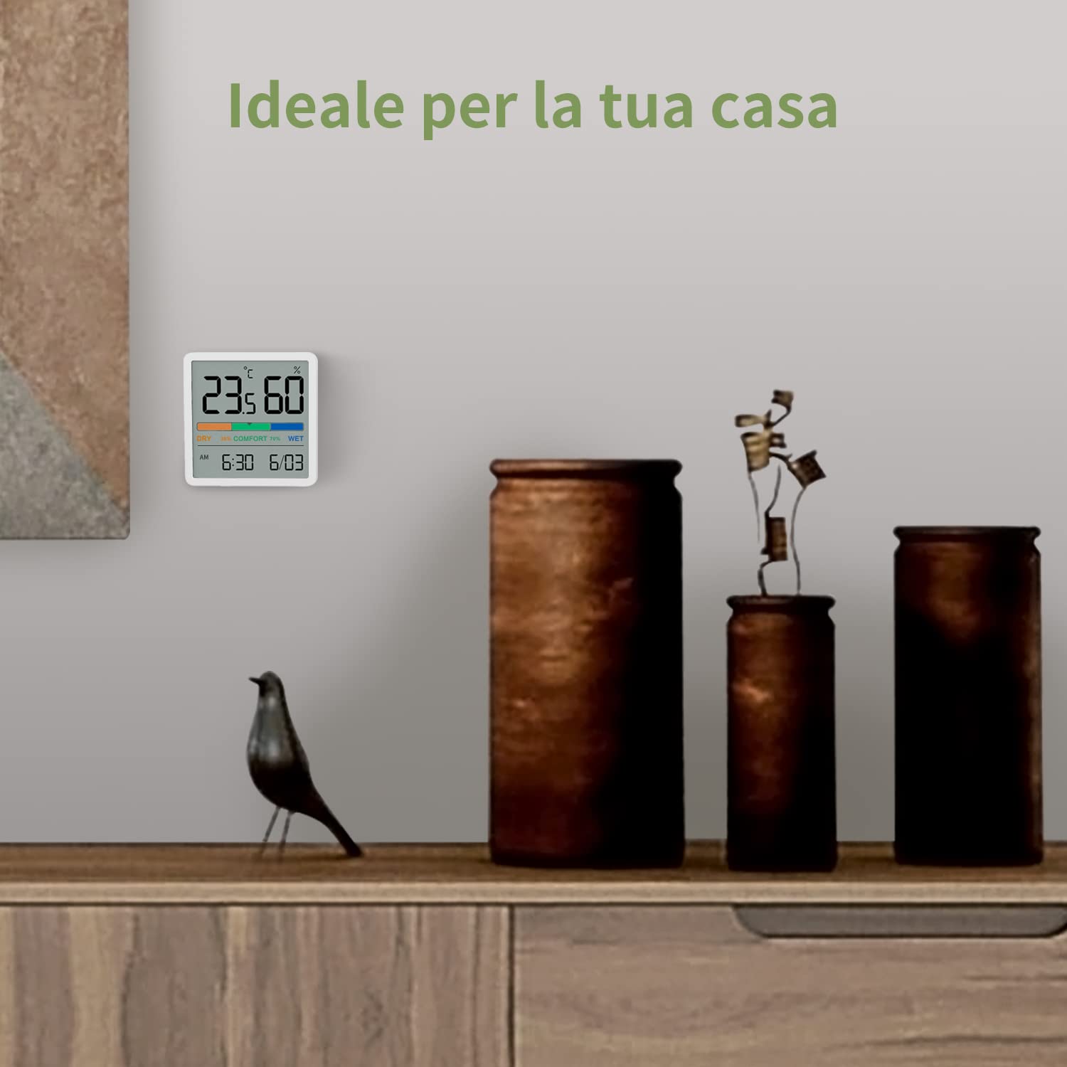 NOKLEAD Igrometro Termometro Digitale per Interni, Sensore Temperatura Umidità Portatile, Misuratore Accurato Bianco