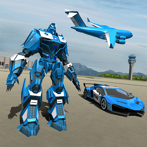 US Police Robot Car Game - Police Plane Transport