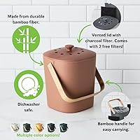 Vista 32 de Bamboozle Countertop Compost Bin Kitchen 1 Gallon Odorless Composting Bin with Filters Indoor Compost Bin with Lid Plant Based Kitchen