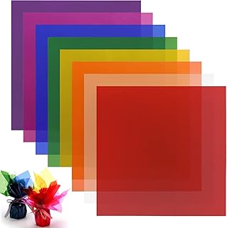 Dicunoy 240 PCS Colored Cellophane Sheets, 12inch Cello Sheets, Colorful Plastic Cellophane Wrap Transparency Film Sheets for Candy, Arts Crafts, Science, Decoration, Scrapbooks Albums, Classroom