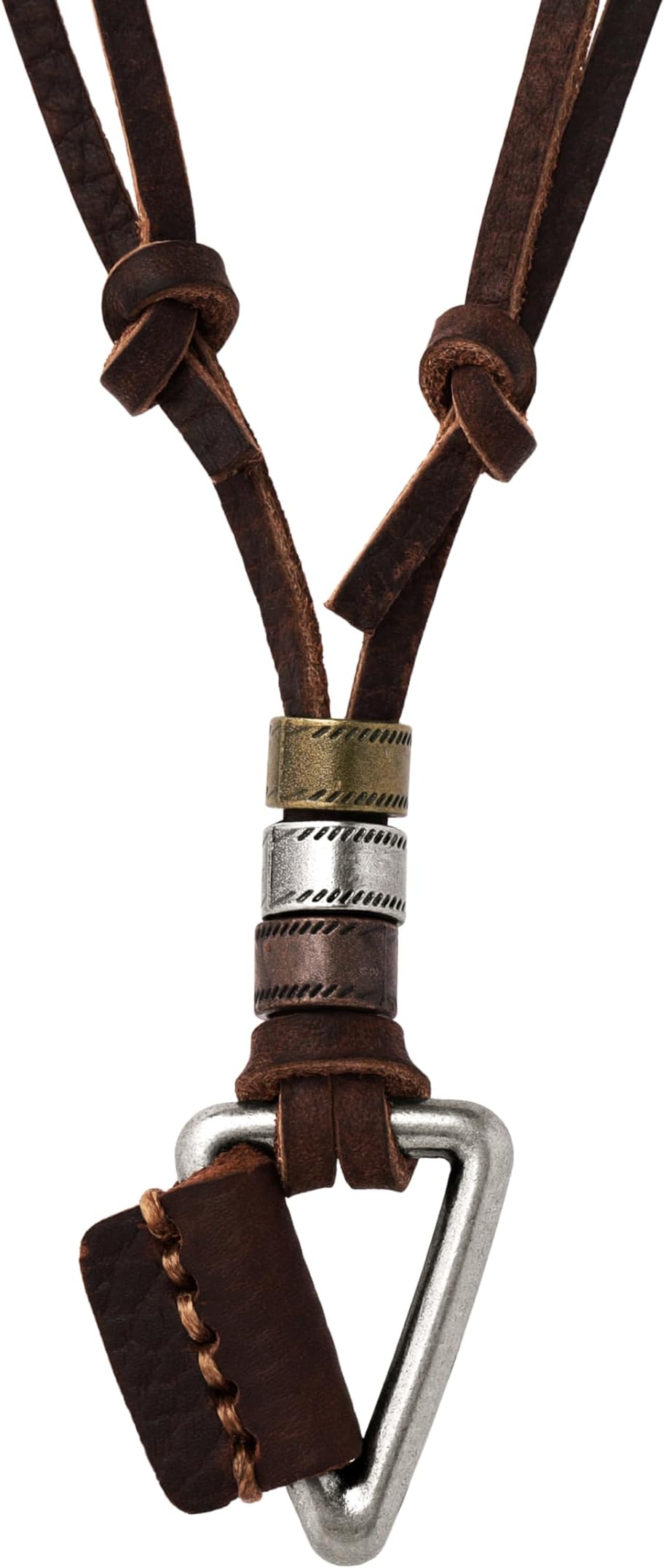 Boho Leather Necklace Antique Tribal Pendant, Boho Jewelry Gift for Men and Women