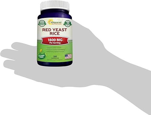 Miniatura 9 de aSquared Nutrition Arroz de levadura roja, 1800 mg, suplemento dietético, píldoras veganas en polvo para apoyar la salud cardiovascular, 180