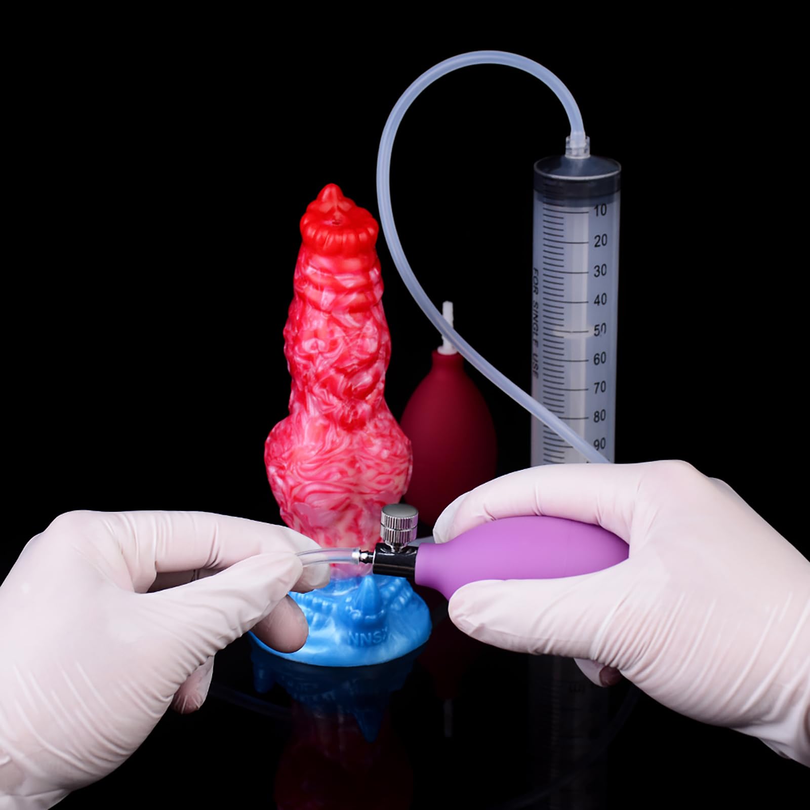 Consolador inflable de fantasía con forma de monstruo y función de chorro. Consolador de silicona con forma de perro, con ventosa y bomba. Consolador anal for el punto G. Juguetes sexuales