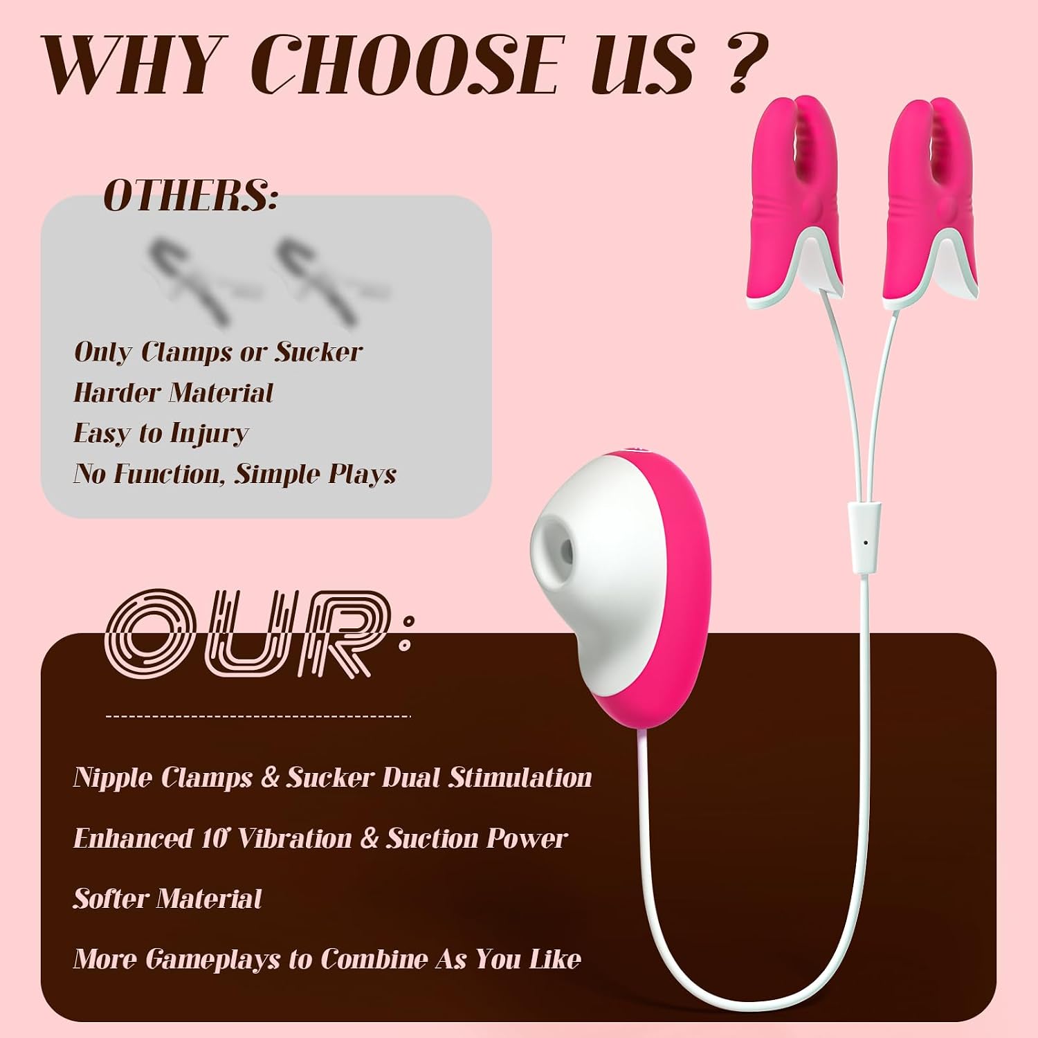 Vibrating Nipple Clamps Toys &Clitoral Suction Vibrator Adult Toy for Women