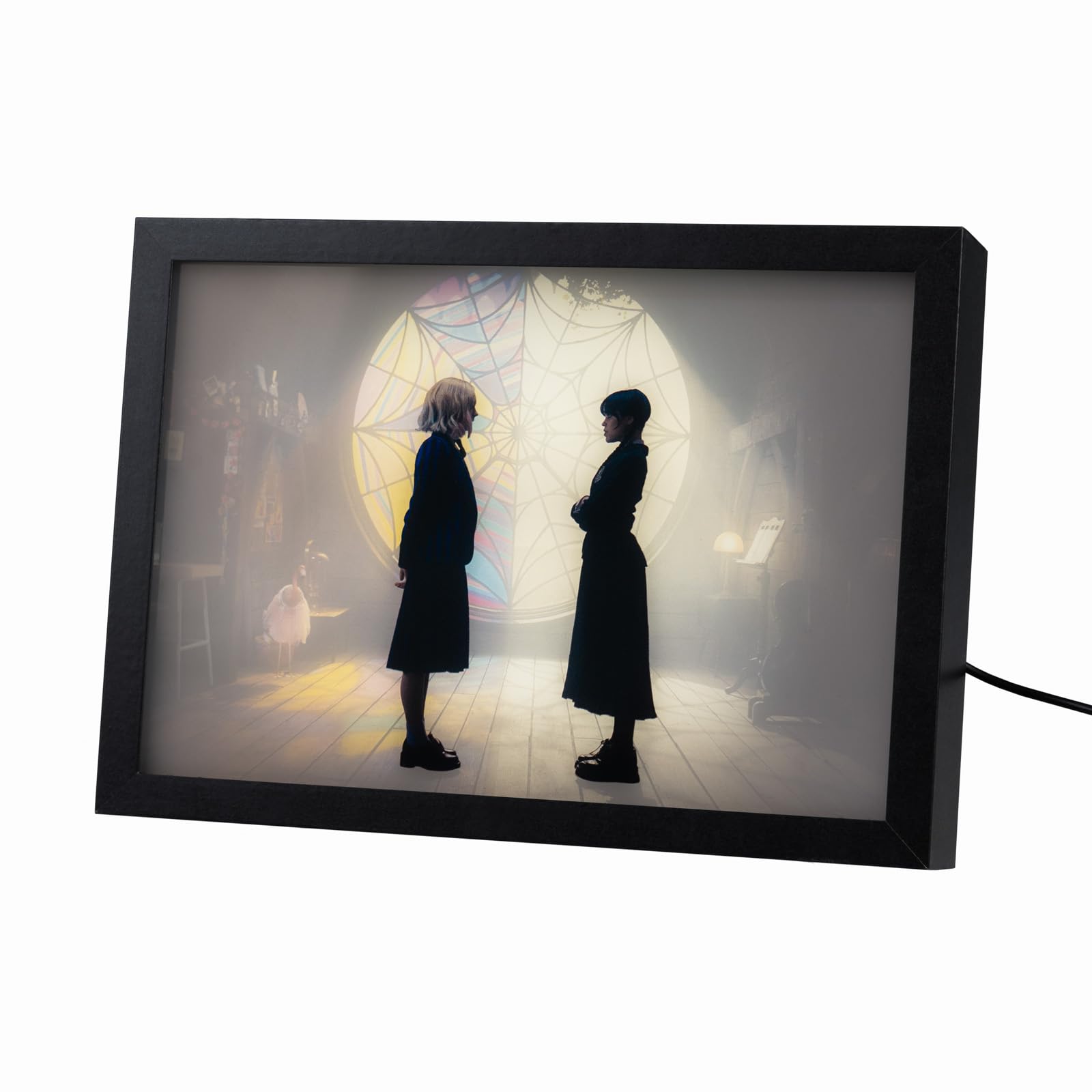 Grupo Erik Mood Light Framed Prints - Wednesday Addams Gifts | 7.9 x 11 x 2 inches - 20 × 28 × 5 cm, LED Framed Art Prints, LED Desk Lamp - Wednesday Gifts