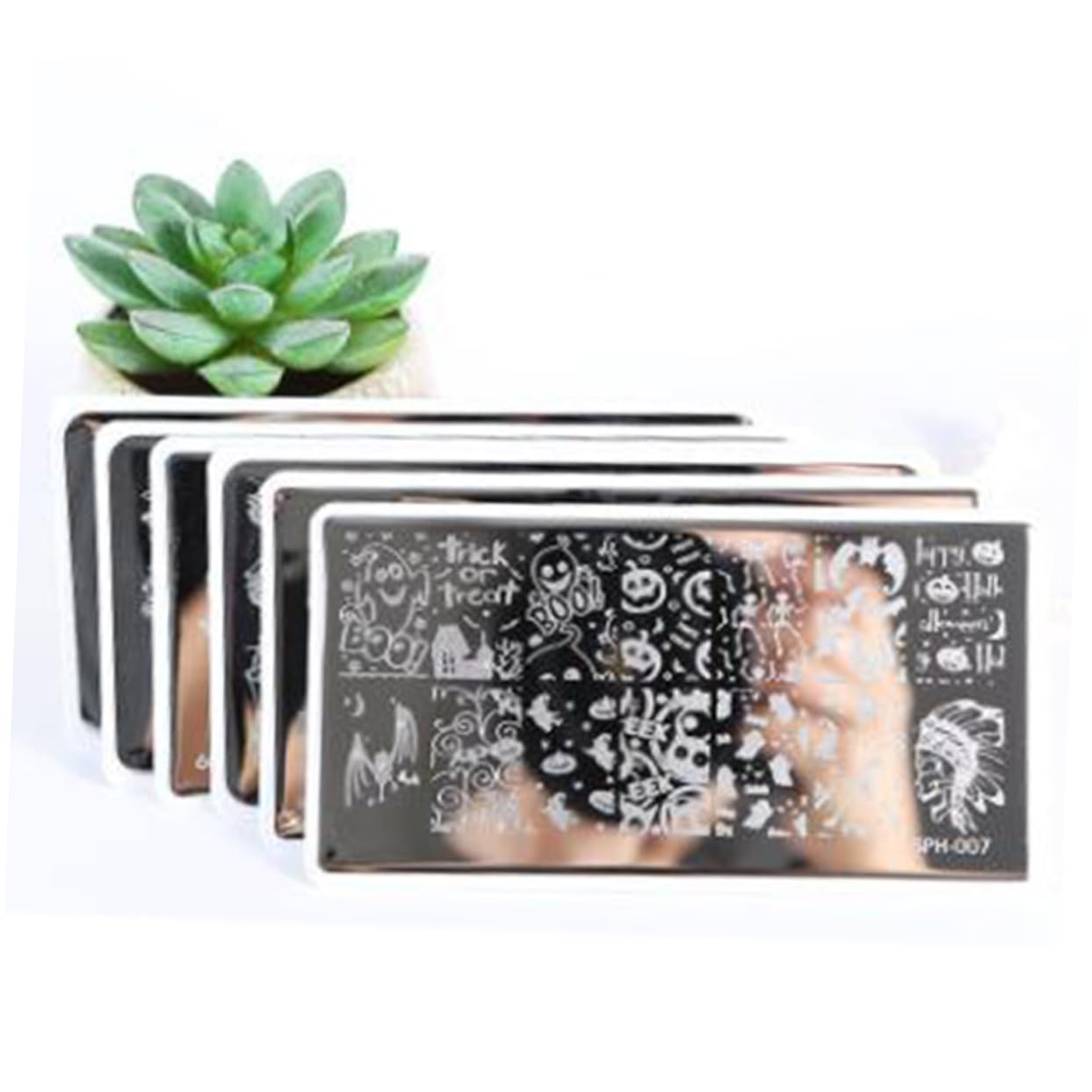 Healvian 12 Piezas placas de estampación de arte de uñas stainless steel stamping para uñas kit de estampado de uñas de halloween placas de sello de uñas halloween juego de uñas Navidad