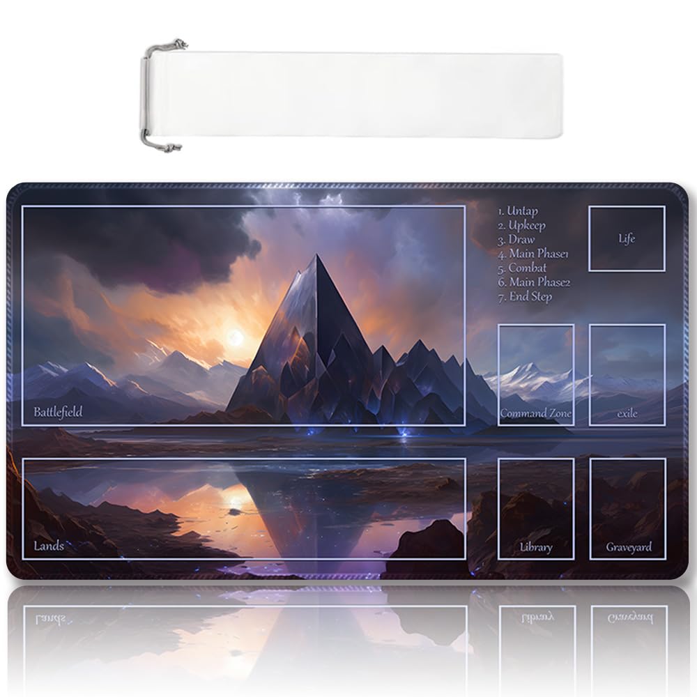 Premium Stitched MTG Playmat with Zones and Non-Slip Rubber Backing - TCG Play Mat for MTG and Other Card Games - Colorful Design with Vintage Look and Feel (DKT (110),Zones)