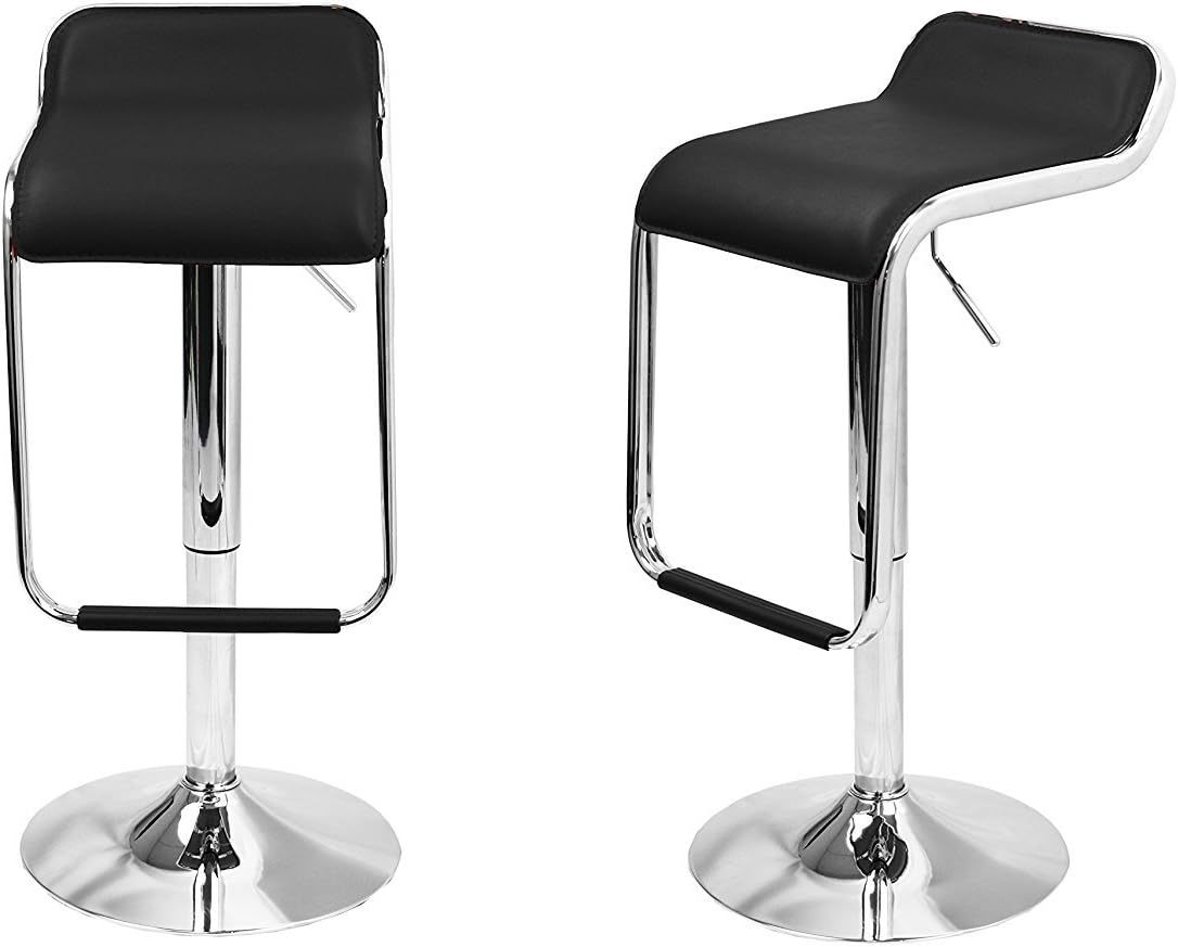MagshionSet of 2 Square Seat Design Swivel Bar Stool Chair Counter Kitchen (Black)