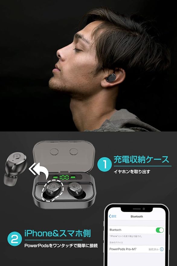 Amazon Co Jp Ipx7防水 Nyz Bluetooth ワイヤレスイヤホン Ios Android Windows Siri対応 Cvc8 0ノイズキャンセリング Tws技術 自動ペアリング Qiワイヤレス充電 Ledディスプレイ電量表示 7時間連続再生 音量調整 Hi Fi 片耳 左右分離型 カナル型 フィット感 マイク内蔵