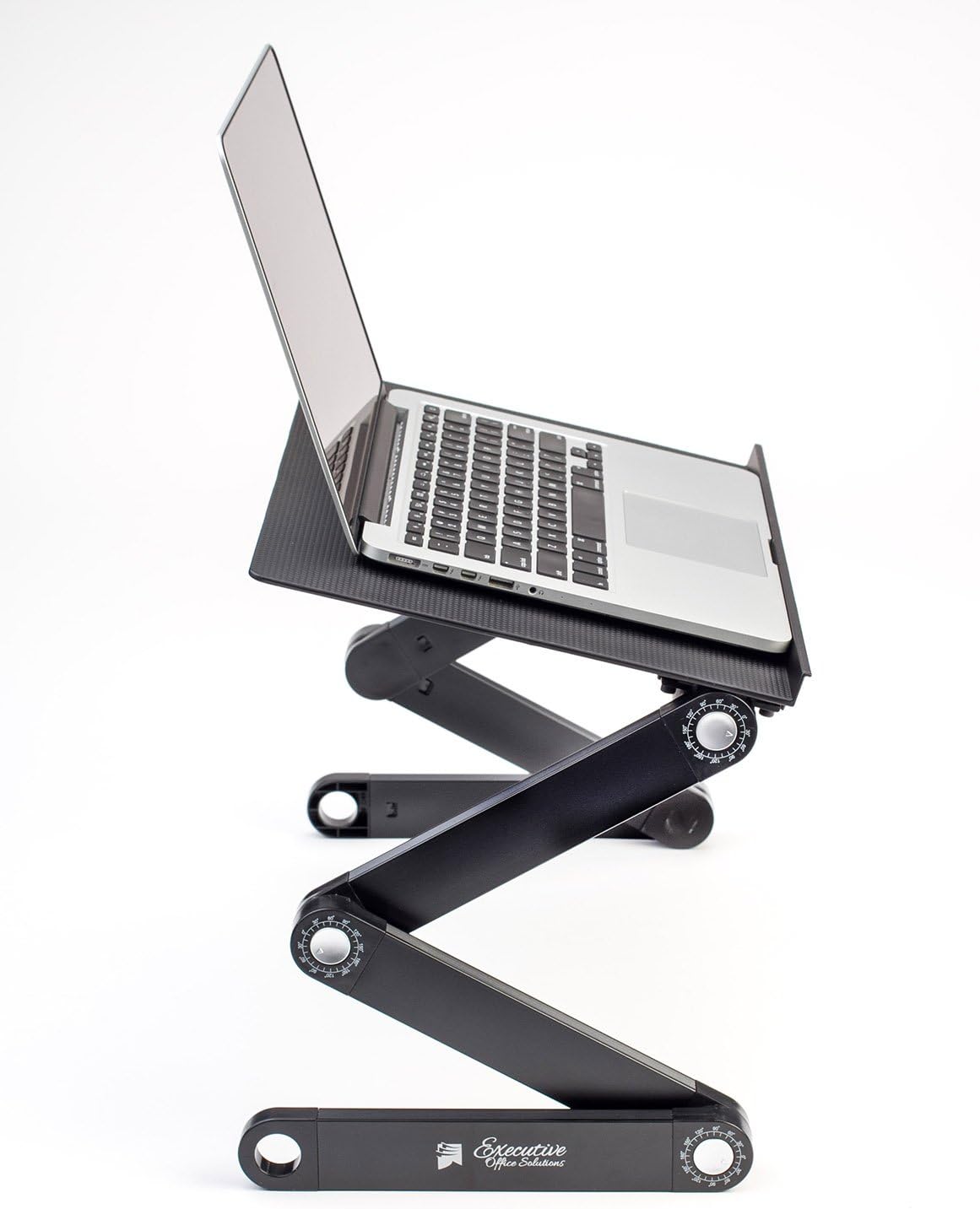 Executive Office Solutions Portable Adjustable Aluminum Laptop Stand/Desk/Table Notebook MacBook Ergonomic TV Bed Lap Tray Stand Up Sitting - Black (EOS-3)