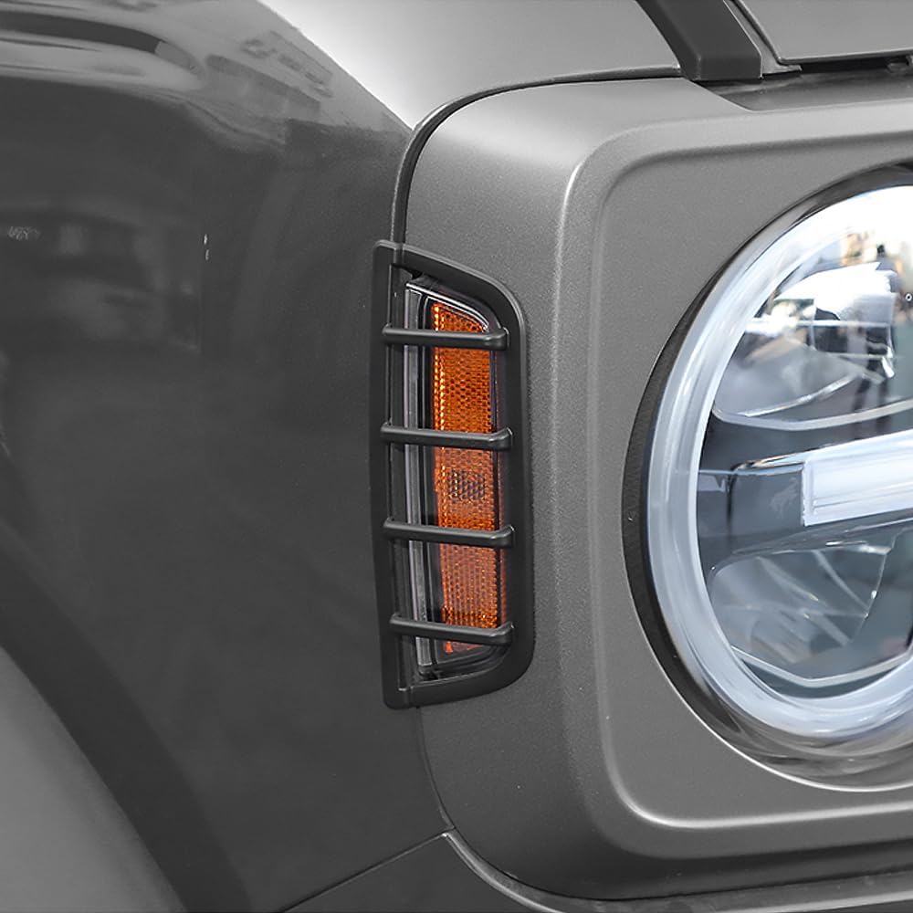Matte Black Front Fender Side Marker Light Cover Trim for Ford Bronco Accessories 2021 2022 2023 2024 2/4-Door Exterior Front Side Turning Lamp Protector Guard Kit 2-Pack