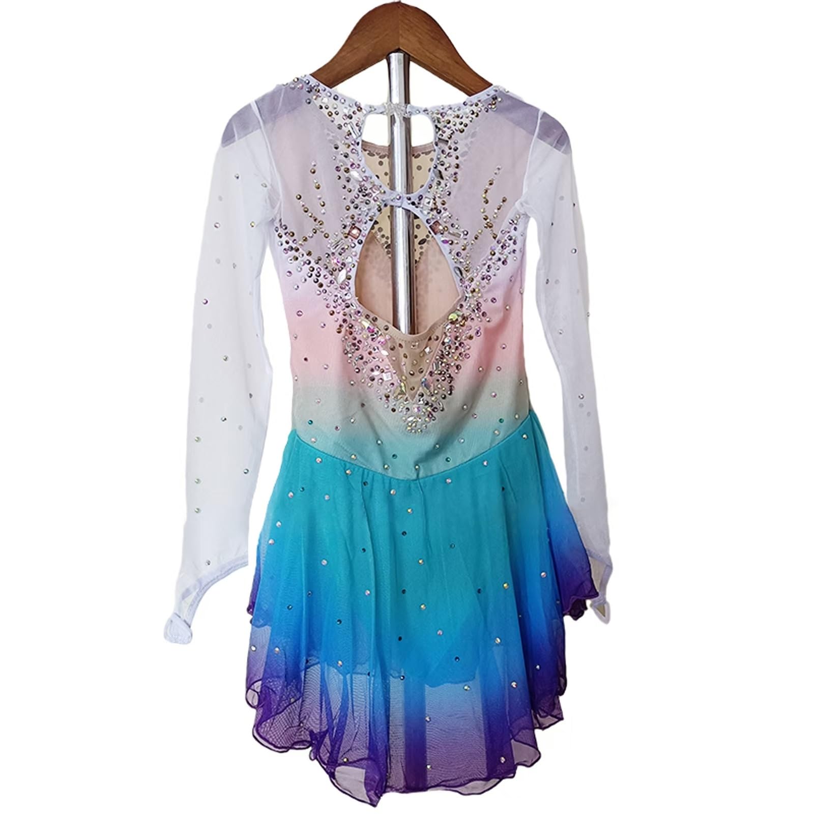 Eiskunstlaufkleid for Mädchen Damen Ballett Tanz Glänzender Rock Wettkampf Eislaufen Outfit