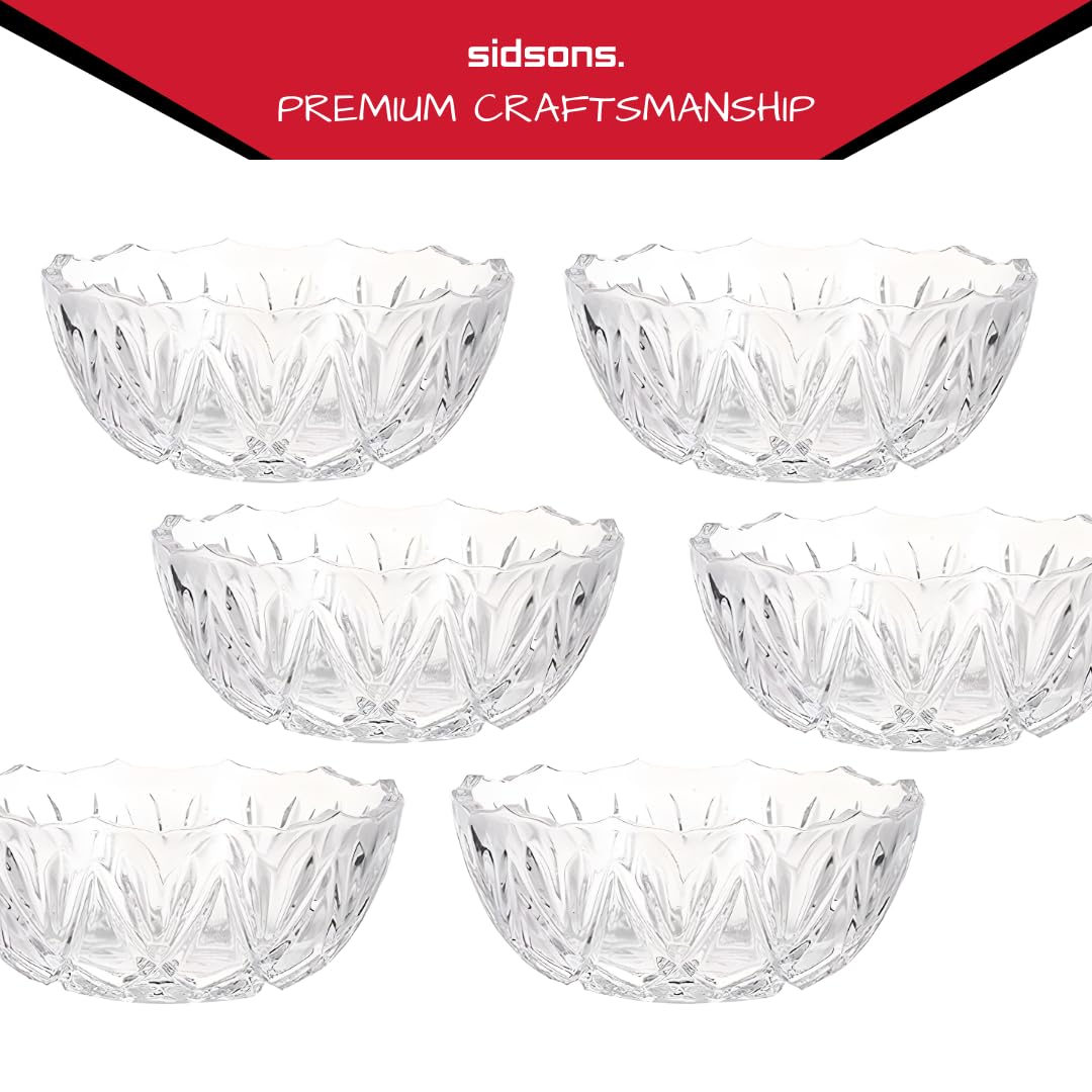 OVENTE 4 Pack Glass Dessert Bowls With Spoons, 6 Oz Footed Ice Cream Cups For Sundae, Fruit, Salad, Cocktail, Snack Or Trifle, All Purpose Serving Bowl Ideal For Christmas Holiday