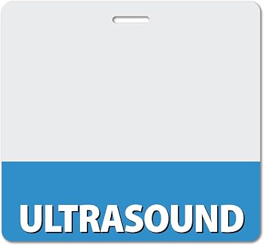 Ultrasound Heavy Duty Horizontal Blue 1 Pack - Spill & Tear Proof Cards - 2 Sided USA Printed Quick Role Identifier ID Tag Backer by BadgeZoo