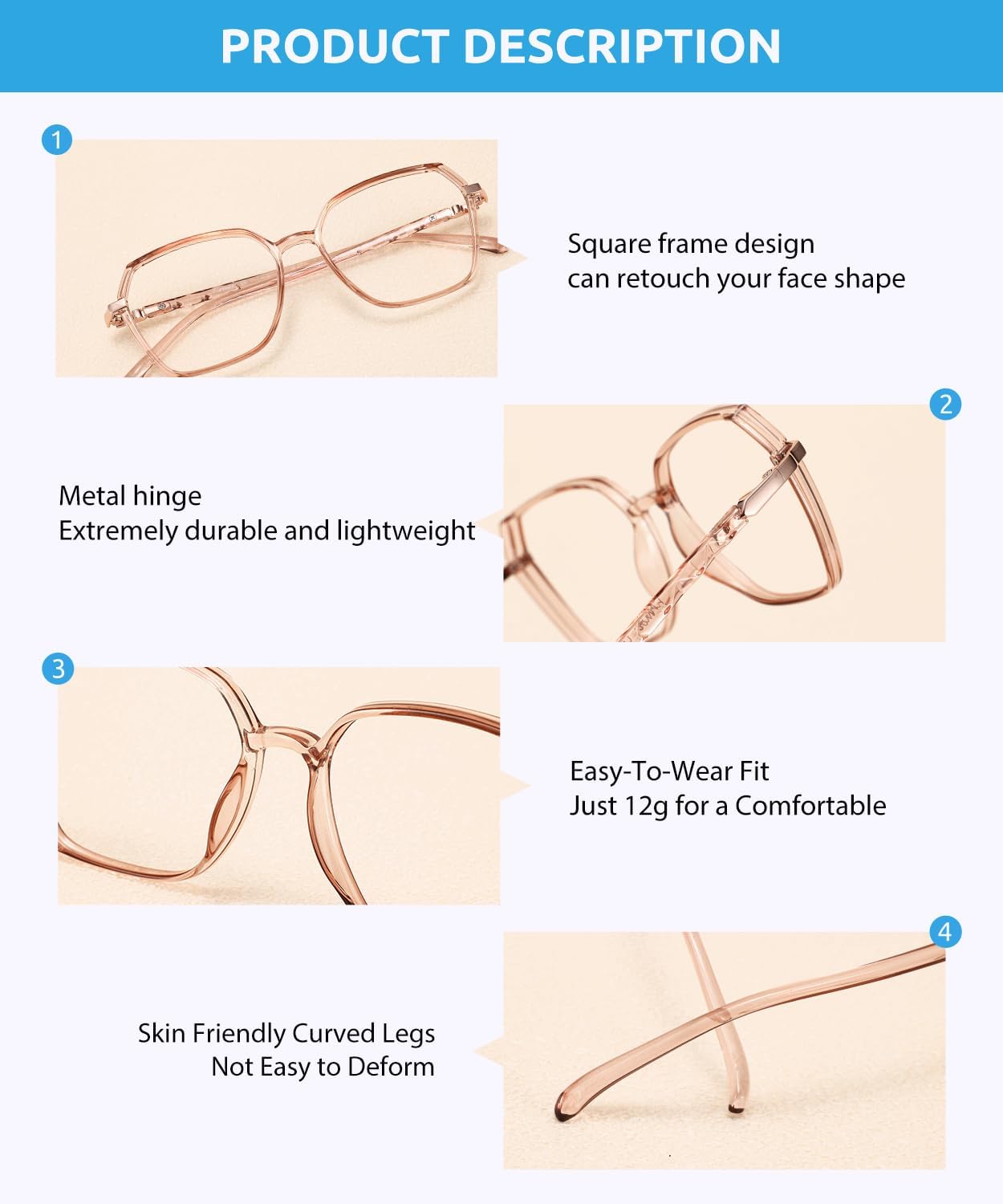 Firmoo Oversized Blue Light Blocking Glasses for Women/Men, Anti UV Ray Computer Gaming Glasses