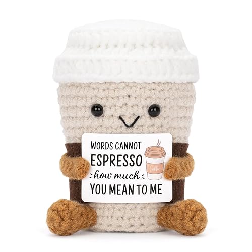 Funny Positive Coffee, Emotional Crochet Doll, Cute Crochet Potato Partner