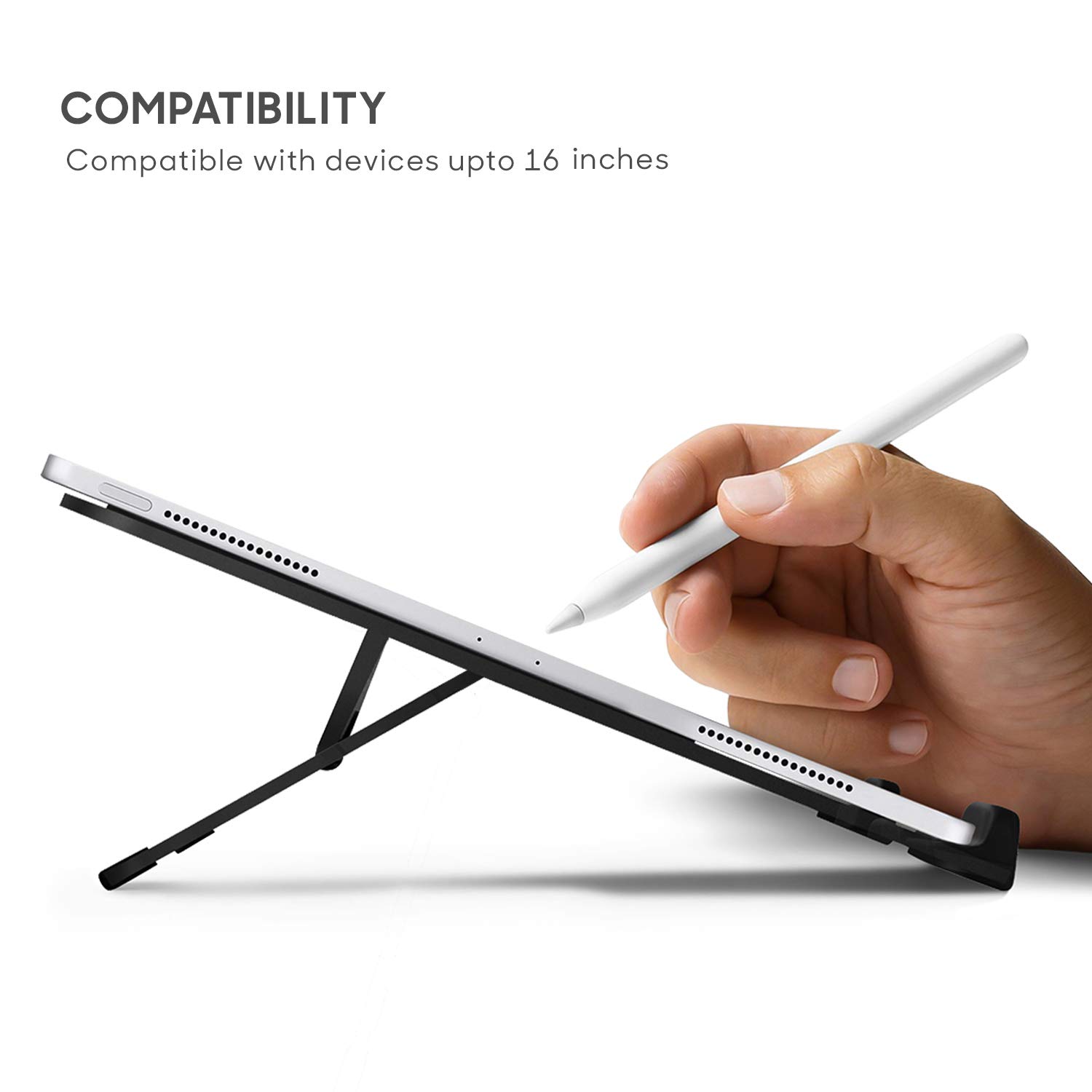 DailyObjects Aros Adjustable Folding Laptop/Tablet Stand at 3 Angles | Ideal tilt for Drawing/Writing/Viewing | Aluminum Finish | Suitable for Table/Desk/Bed 11 61M2mdwg4TL. SL1500
