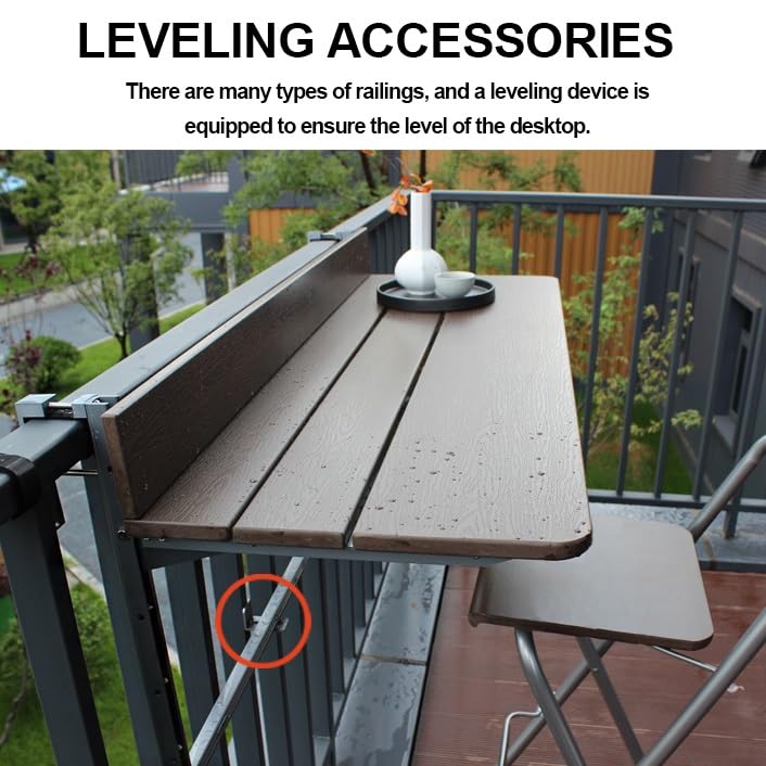Balkon Hängetisch Klappbar – Aus Aluminium, Polywood-Platte, Verstellbare Höhe, Für Geländer