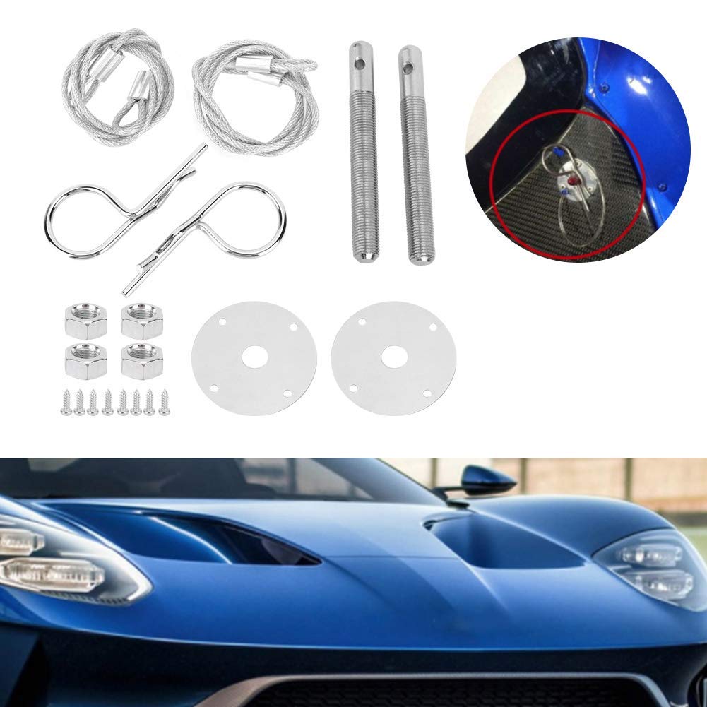 Cocoarm Kit de verrouillage de capots de voiture en clip, verrouillage de capots en acier inoxydable, pour voiture de course, voiture de sport, voiture modifiée, kit de verrouillage de goupille de