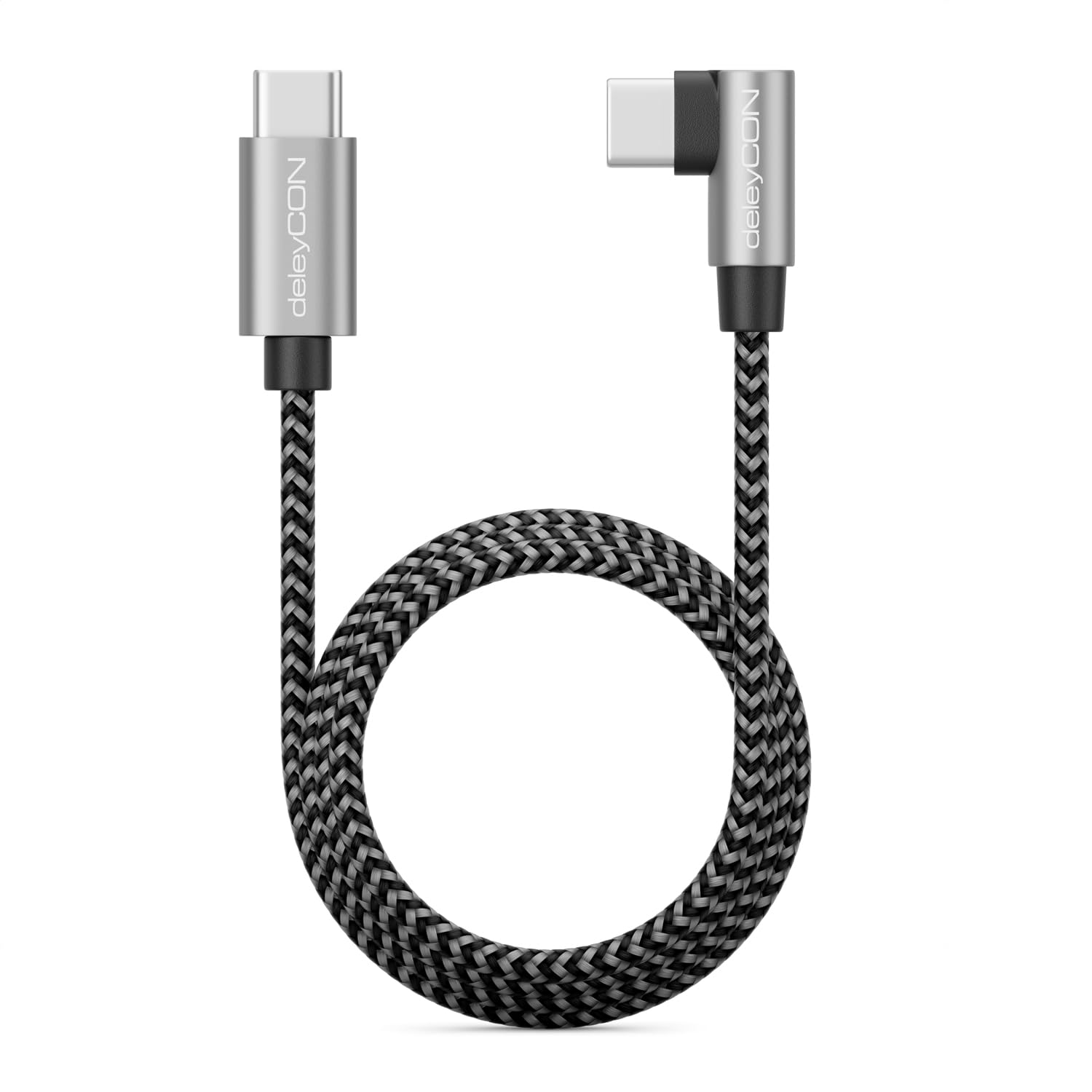 deleyCON 1m Cavo USB C 1x 90° Angolato PD3.0 (Ricarica Rapida 60W) Cavo di Ricarica USB-C a USB-C per iPhone 16 15 Pro Max Samsung S24 S23 S22 Pixel iPad Pro MacBook Air Tablets Switch PS5