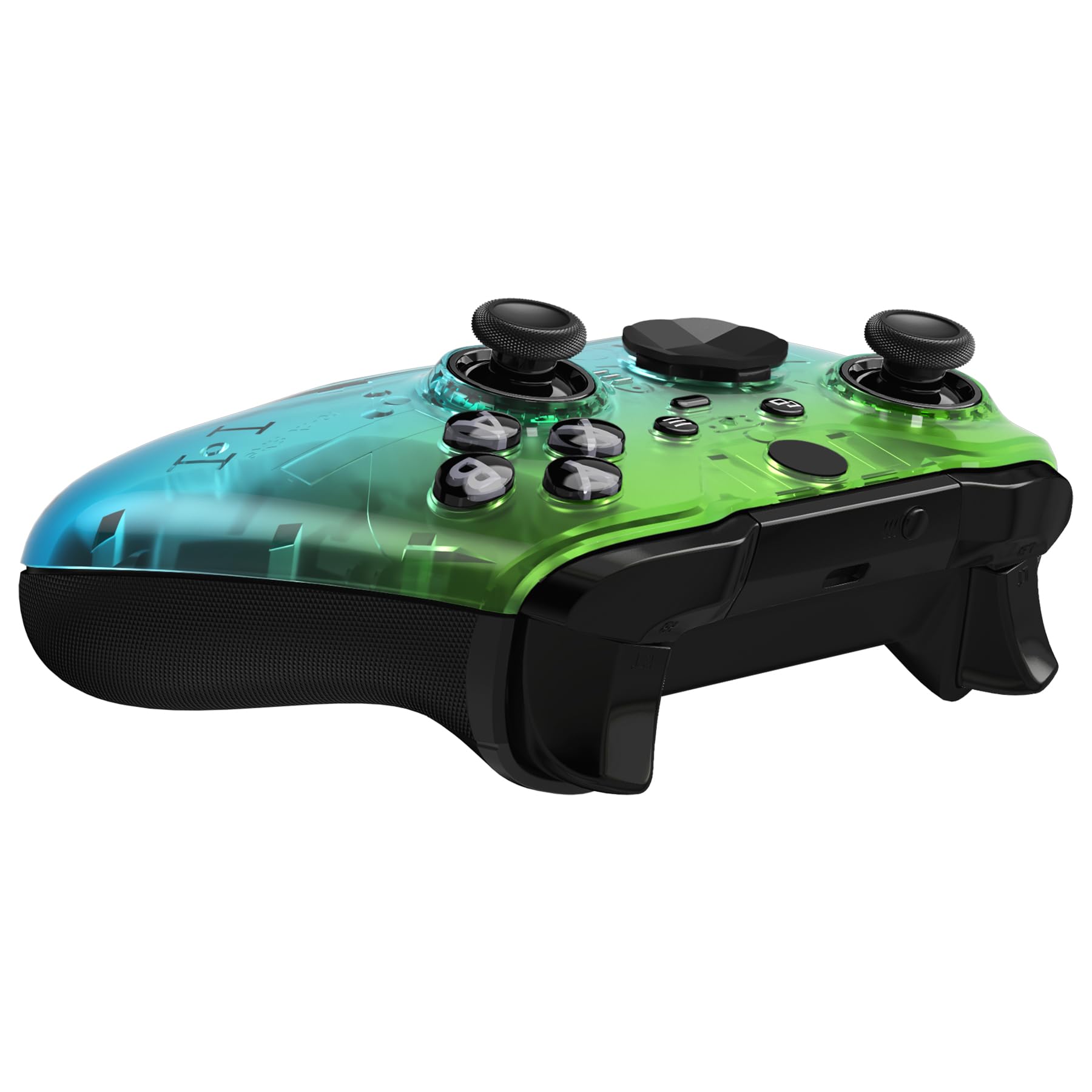 eXtremeRate xbox one elite series 2 (モデル1797)コントローラーに対応用無地の交換フェースプレートシェル、xbox elite series 2 coreコントローラーに対応用ソフトタッチ正面シェルケース&アクセントリング「グリーンとブルーのグラデーションカラー」 - 4