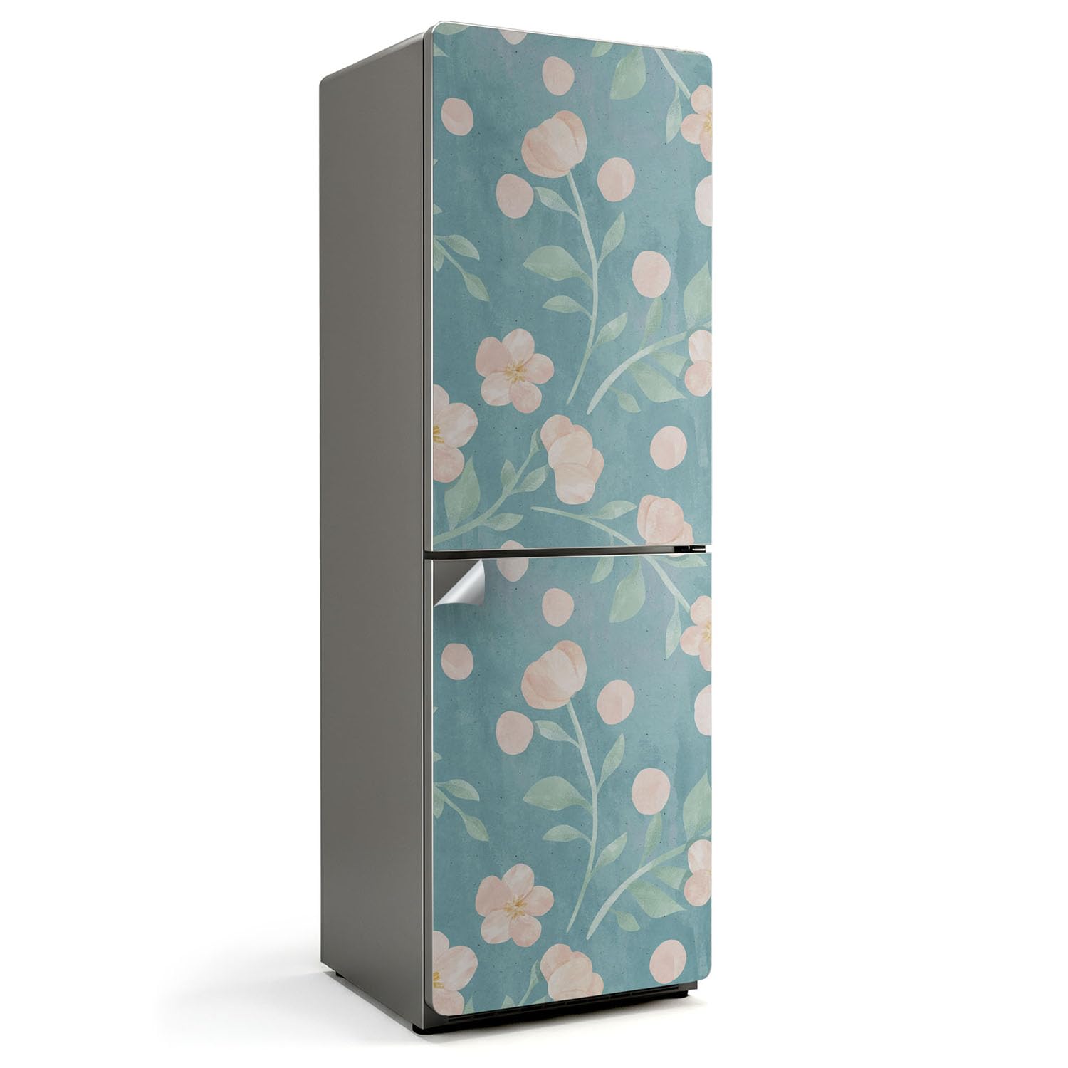 Sticker protection réfrigérateur 60x190 lavable et auto-adhésif motif floral pastel