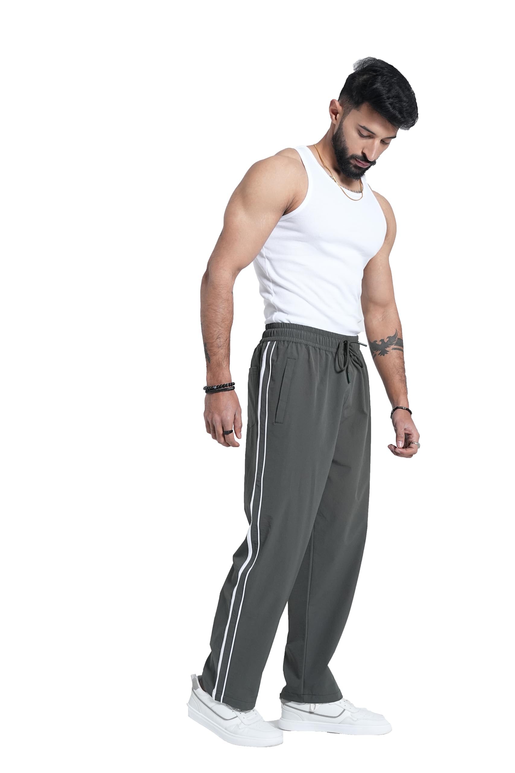 Men's Relaxed Fit Track Pants | Lightweight & Breathable Nylon-Spandex Track Pants with YKK Zip Pockets for Gym, Running, and Casual Wear-image-5