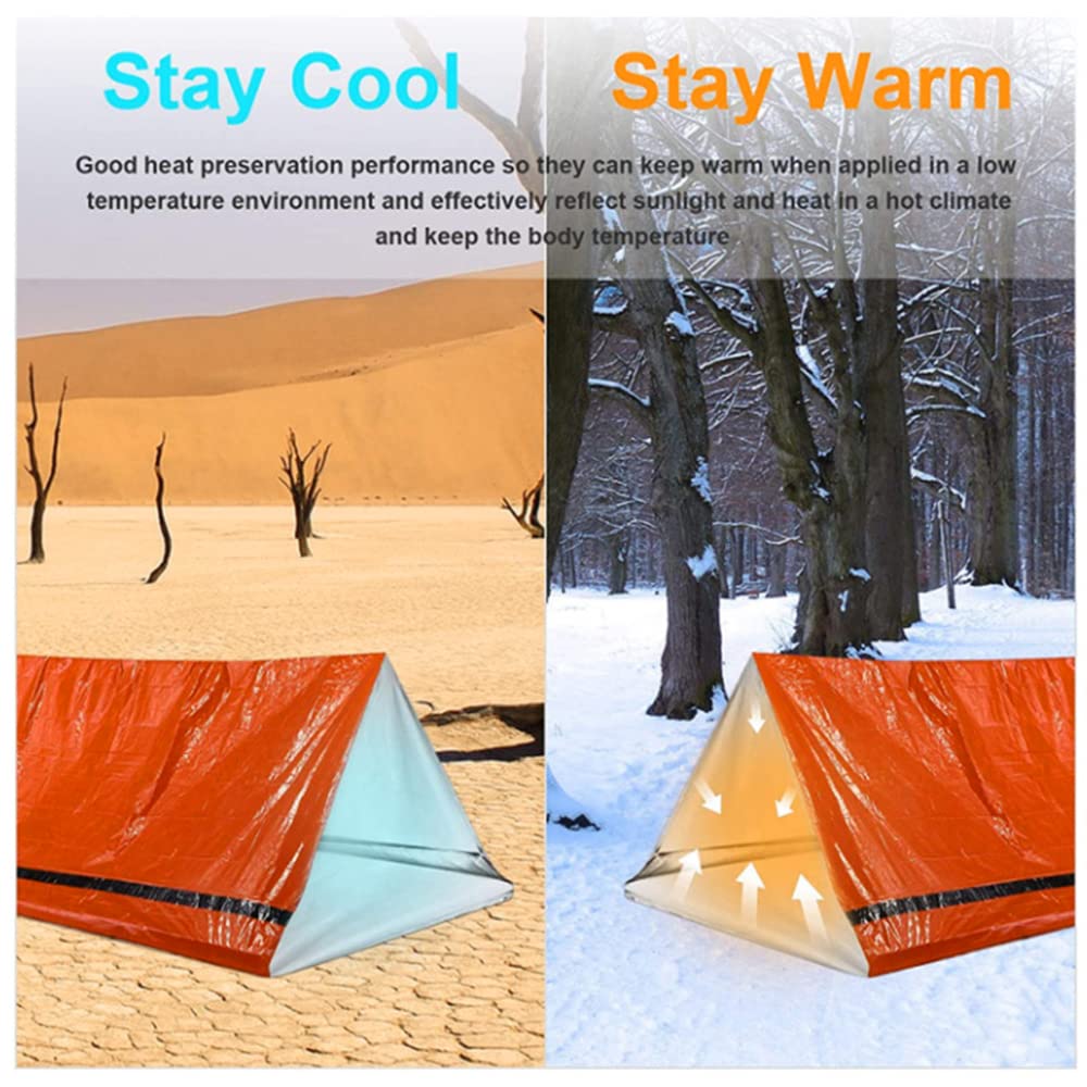 TopHomer Saco de Dormir de Supervivencia, Bolsa Bivvy de Emergencia Manta de Rescate de Emergencia Reutilizable para Acampar Mochilero Senderismo Festivales Actividades al Aire Libre 3PCS Naranja